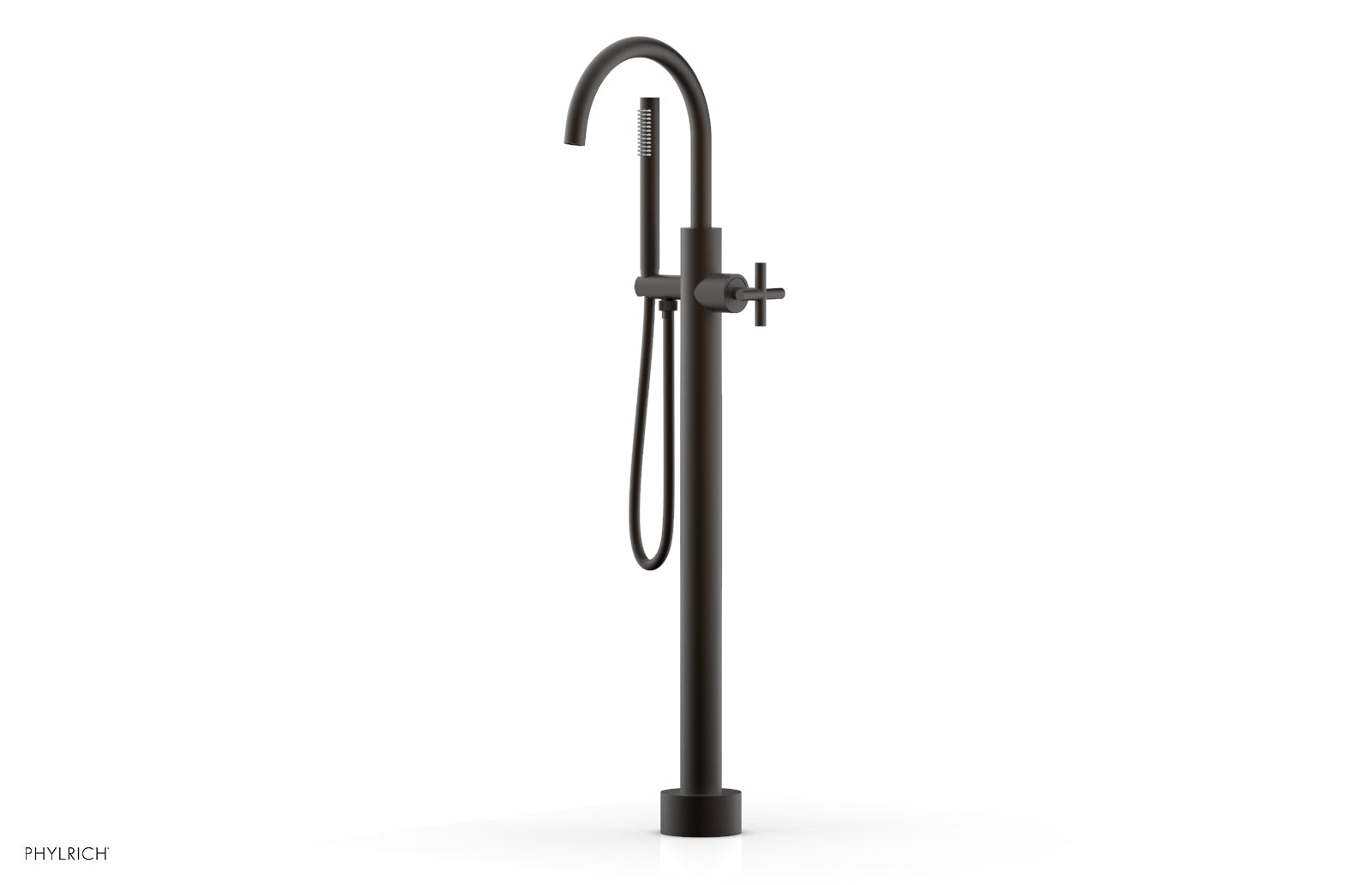 TRANSITION Tall Floor Mount Tub Filler - Cross Handle with Hand Shower 120-44-01