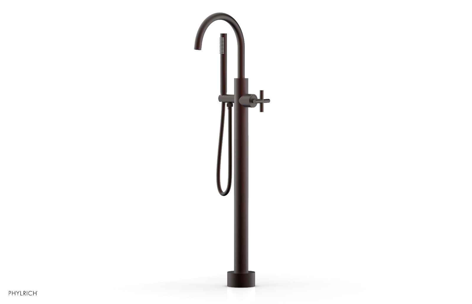 TRANSITION Tall Floor Mount Tub Filler - Cross Handle with Hand Shower 120-44-01