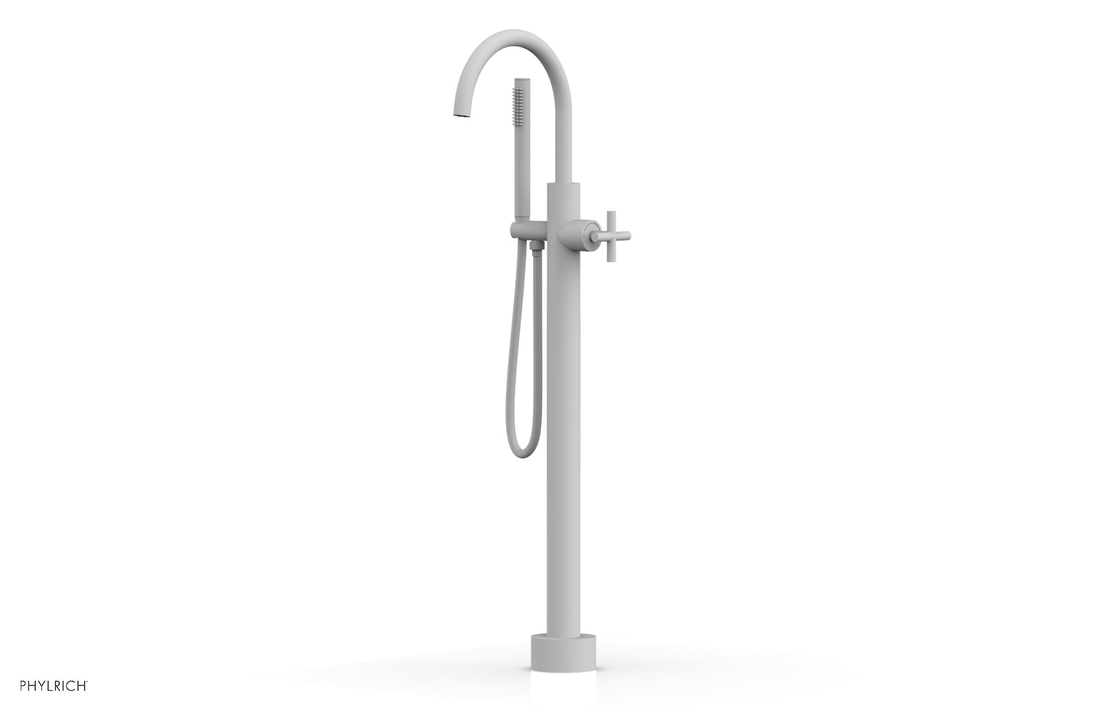 TRANSITION Tall Floor Mount Tub Filler - Cross Handle with Hand Shower 120-44-01
