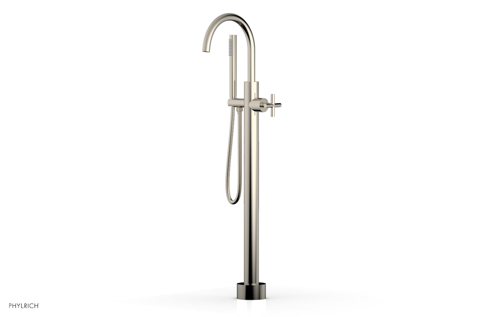 TRANSITION Tall Floor Mount Tub Filler - Cross Handle with Hand Shower 120-44-01