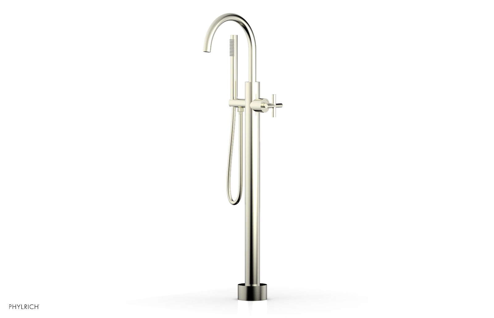 TRANSITION Tall Floor Mount Tub Filler - Cross Handle with Hand Shower 120-44-01