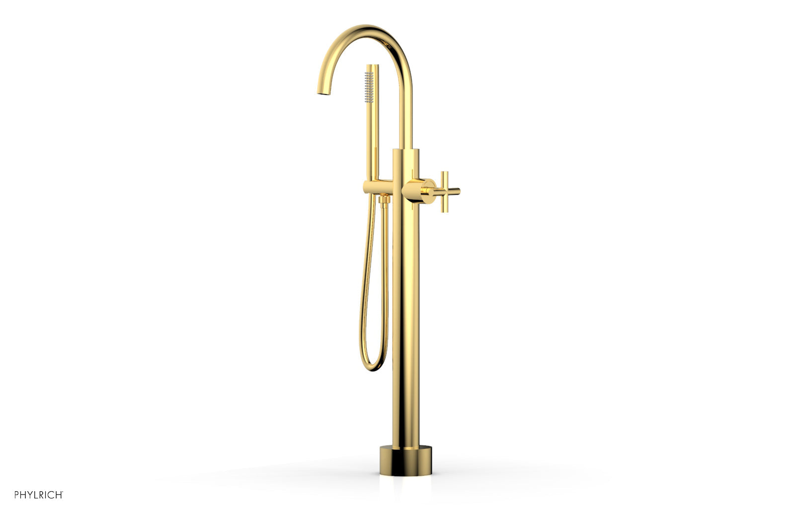 m　0324 TRANSITION Low Floor Mount Tub Filler - Cross Handle with
