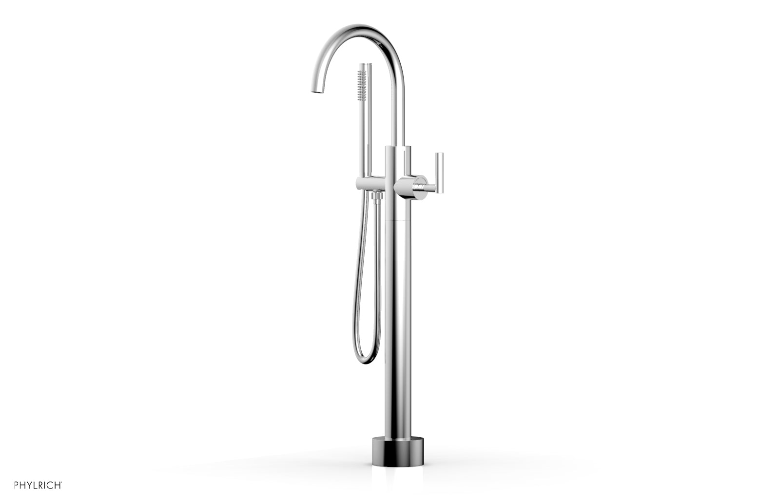 TRANSITION Low Floor Mount Tub Filler - Lever Handle with Hand Shower 120-45-03