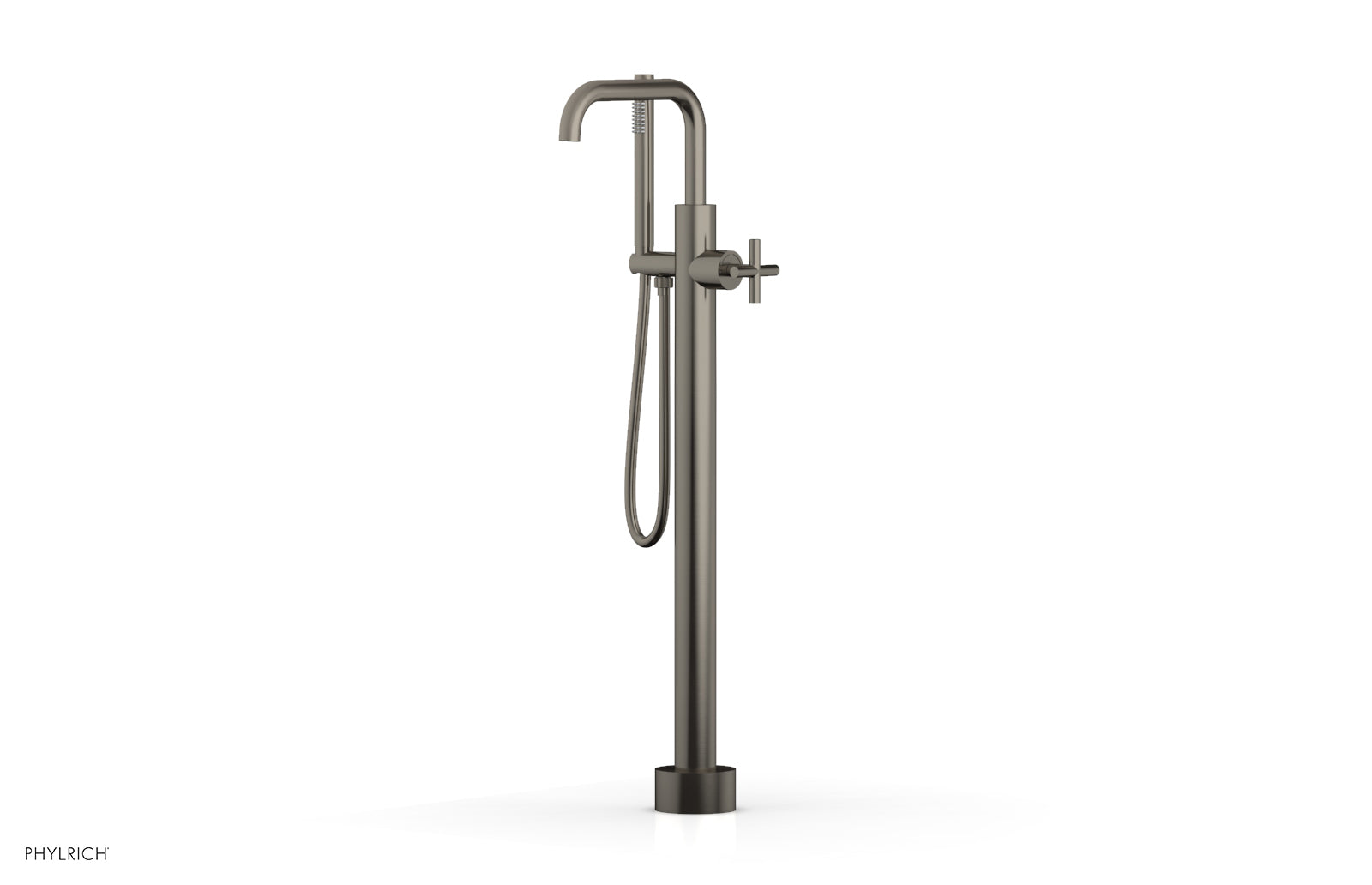TRANSITION Tall Floor Mount Tub Filler - Cross Handle with Hand Shower 120-46-01