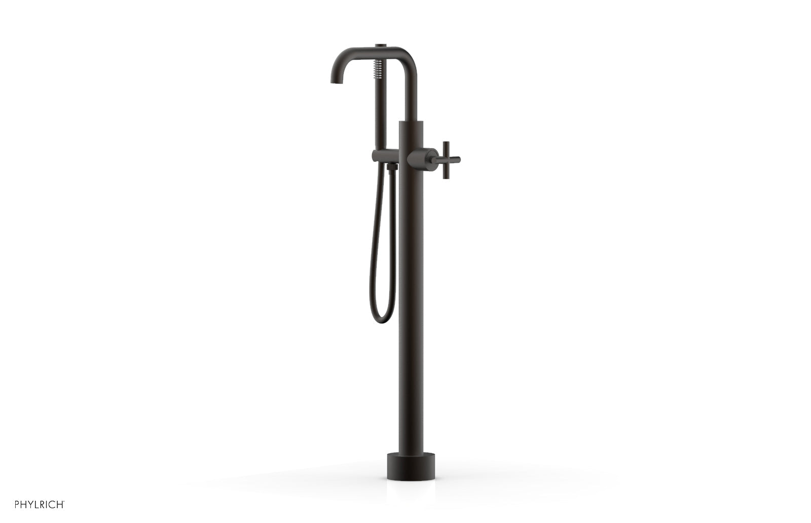 TRANSITION Tall Floor Mount Tub Filler - Cross Handle with Hand Shower 120-46-01