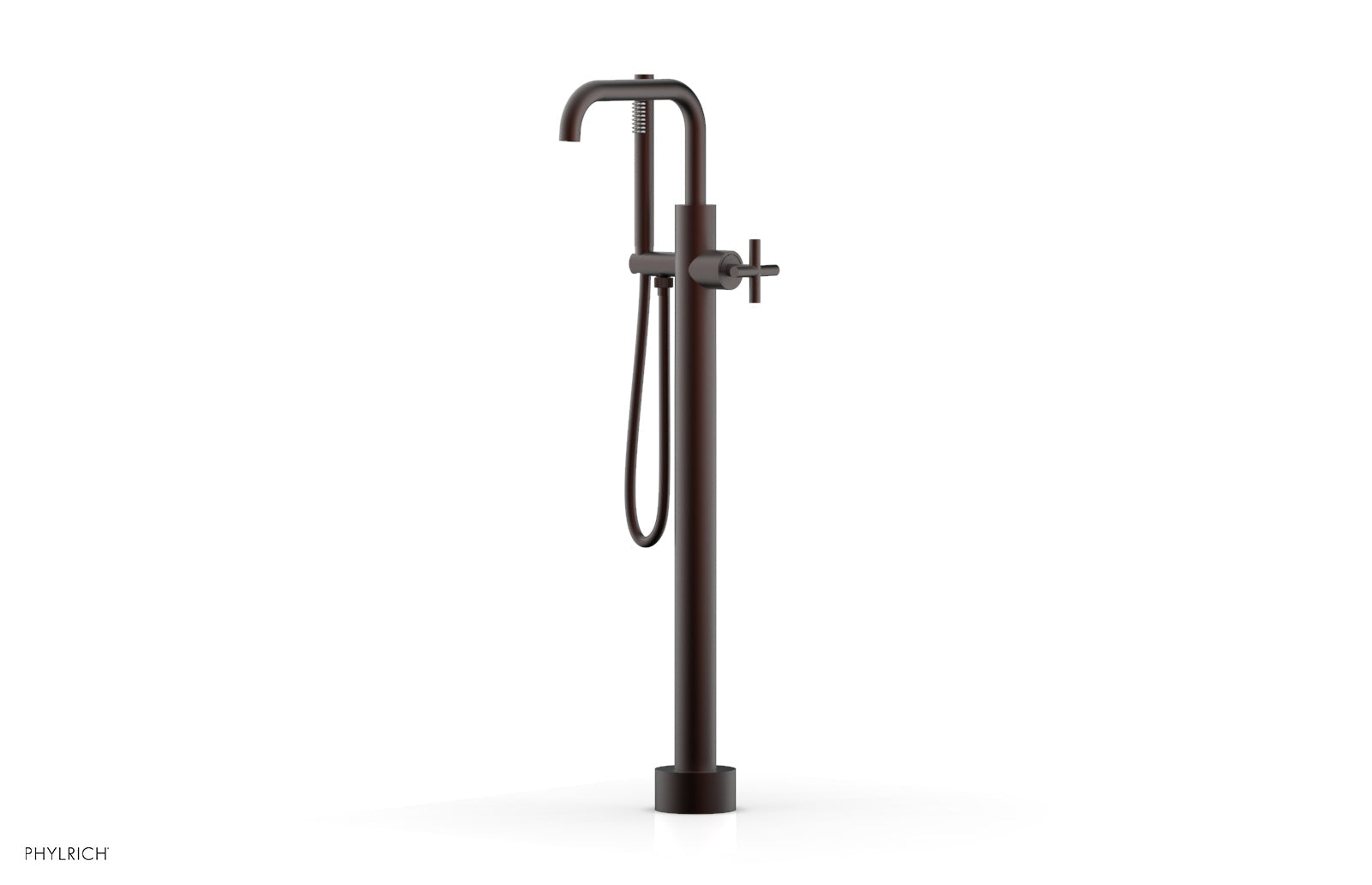 TRANSITION Tall Floor Mount Tub Filler - Cross Handle with Hand Shower 120-46-01