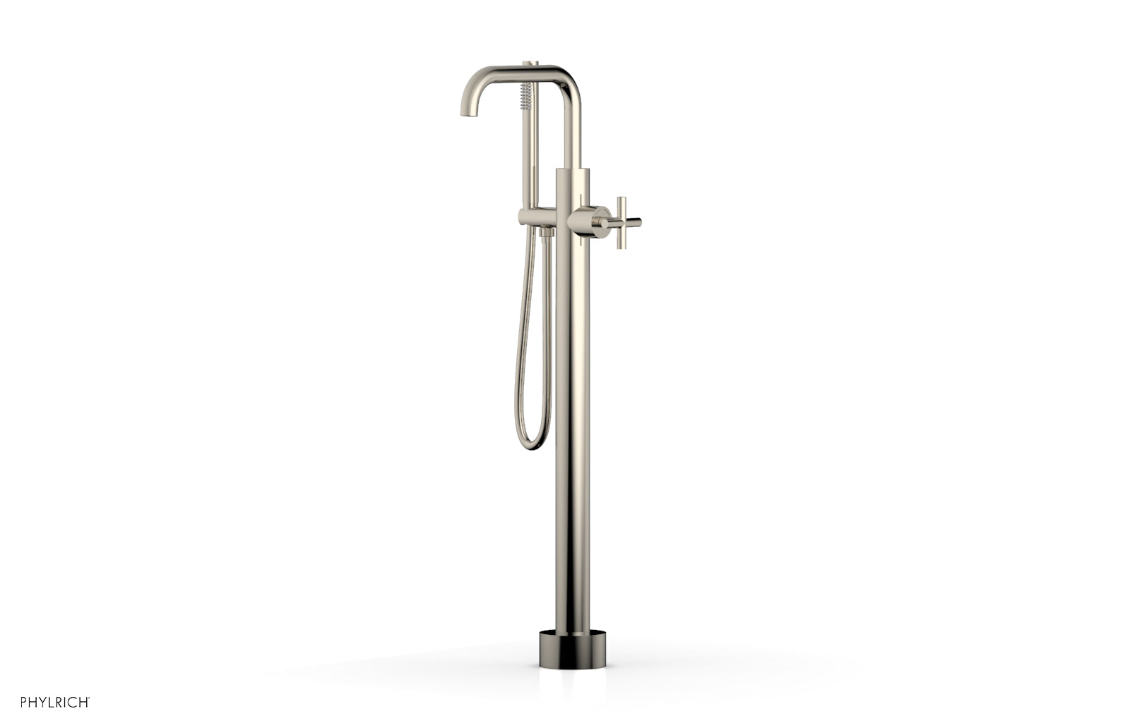 TRANSITION Tall Floor Mount Tub Filler - Cross Handle with Hand Shower 120-46-01
