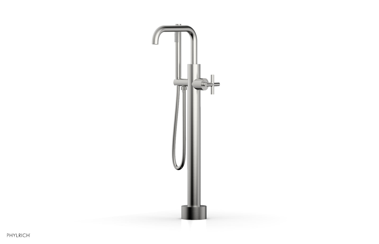 TRANSITION Low Floor Mount Tub Filler - Cross Handle with Hand Shower 120-46-03