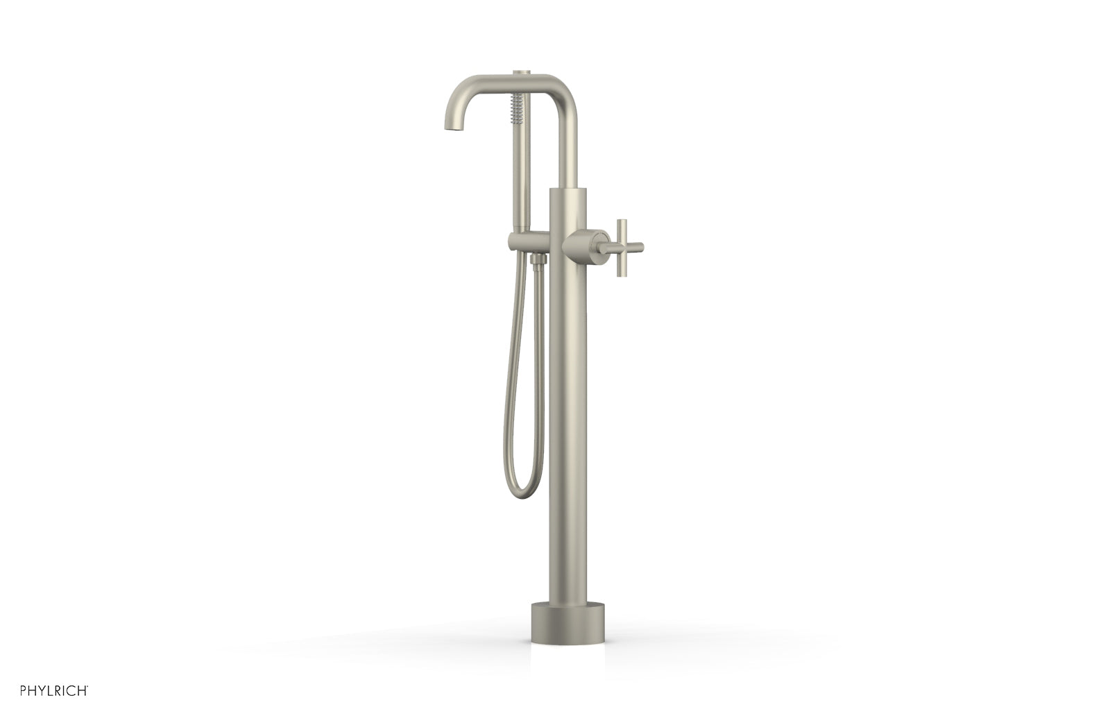 TRANSITION Low Floor Mount Tub Filler - Cross Handle with Hand Shower 120-46-03