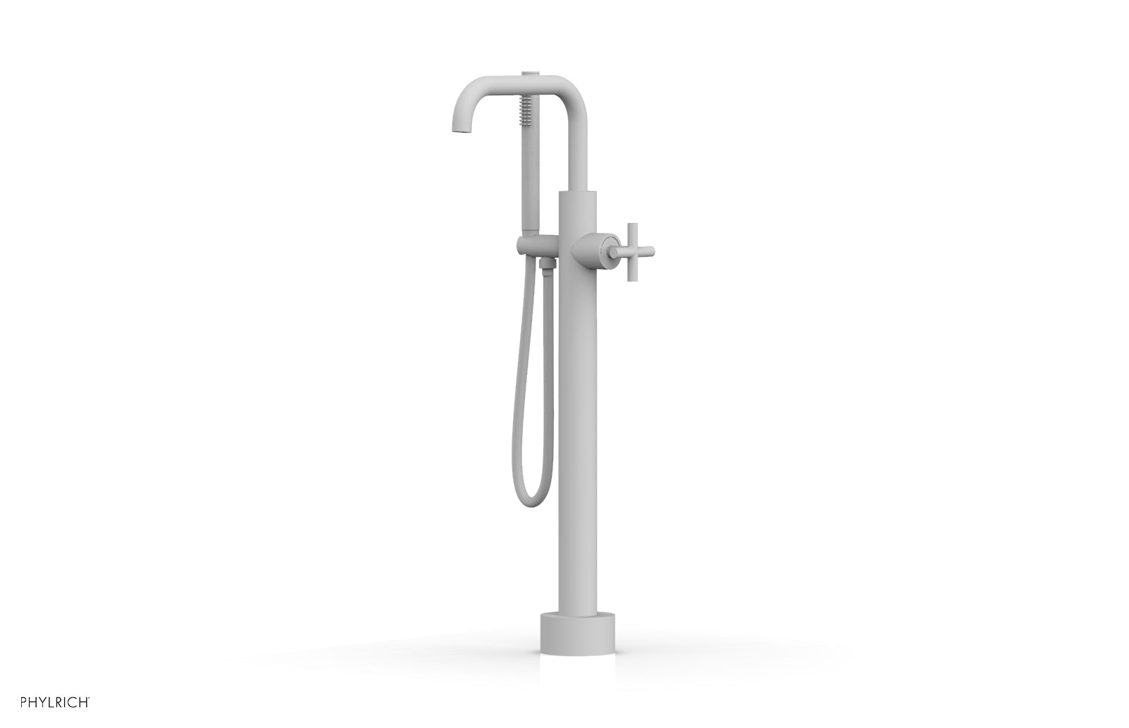 TRANSITION Low Floor Mount Tub Filler - Cross Handle with Hand Shower 120-46-03