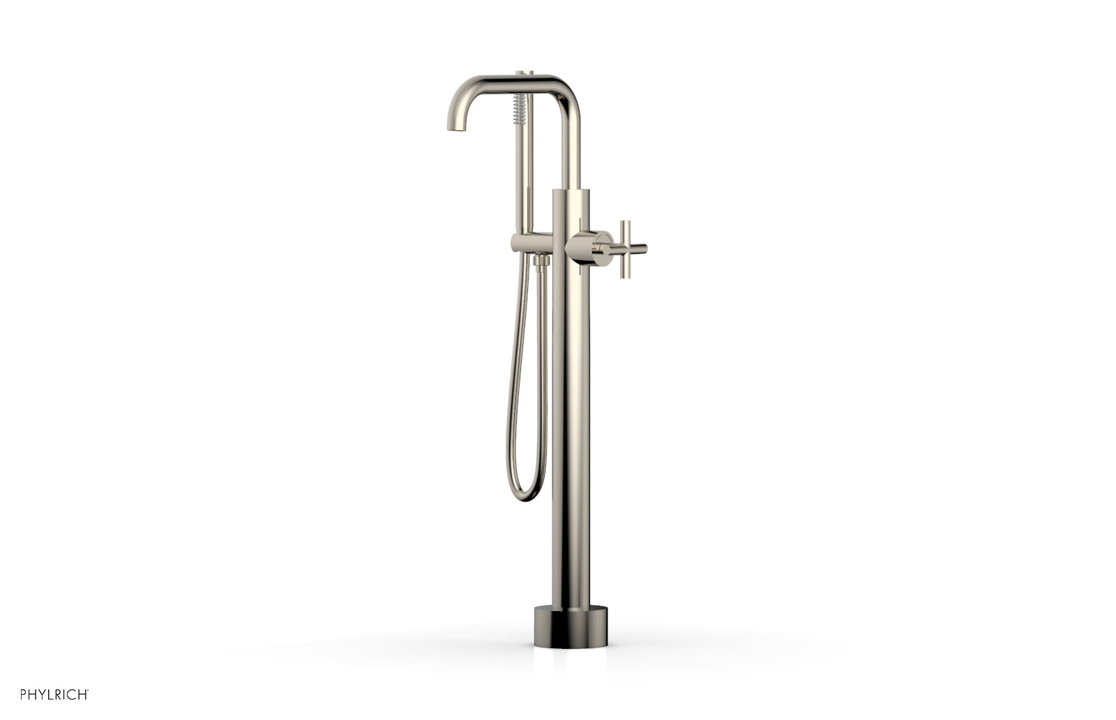 TRANSITION Low Floor Mount Tub Filler - Cross Handle with Hand Shower 120-46-03
