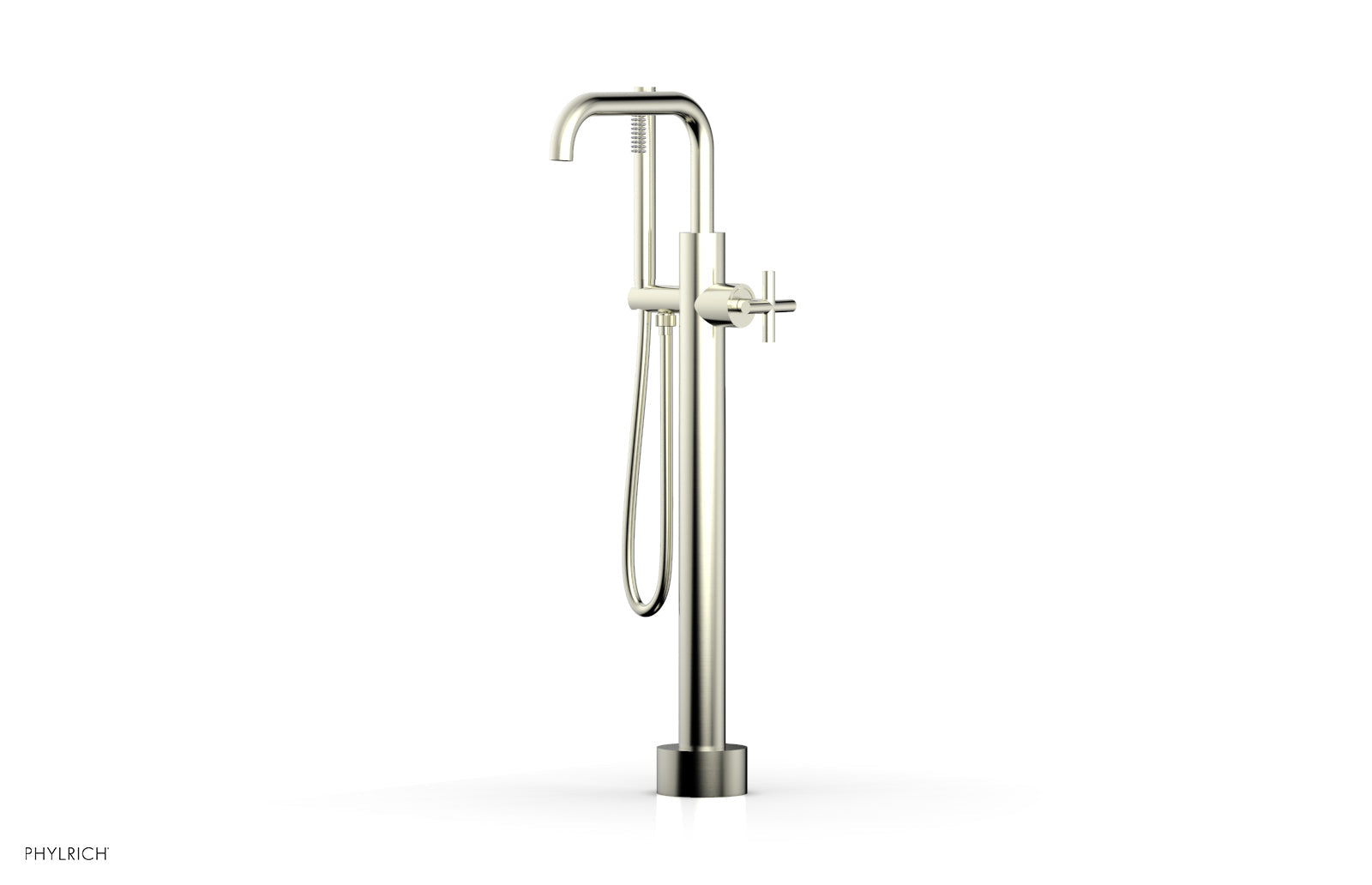 TRANSITION Low Floor Mount Tub Filler - Cross Handle with Hand Shower 120-46-03