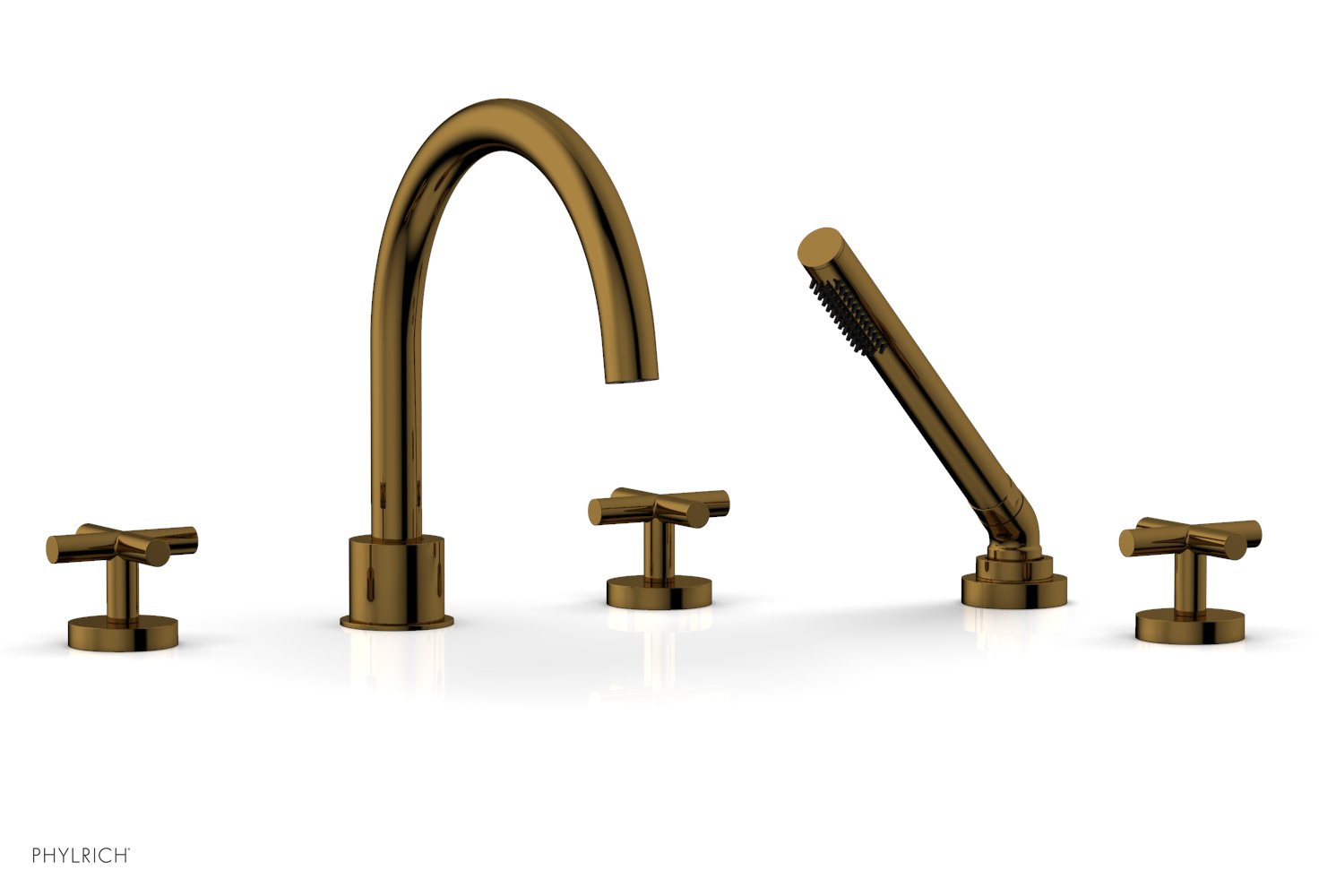TRANSITION - Deck Tub Set with Hand Shower - Cross Handles 120-48