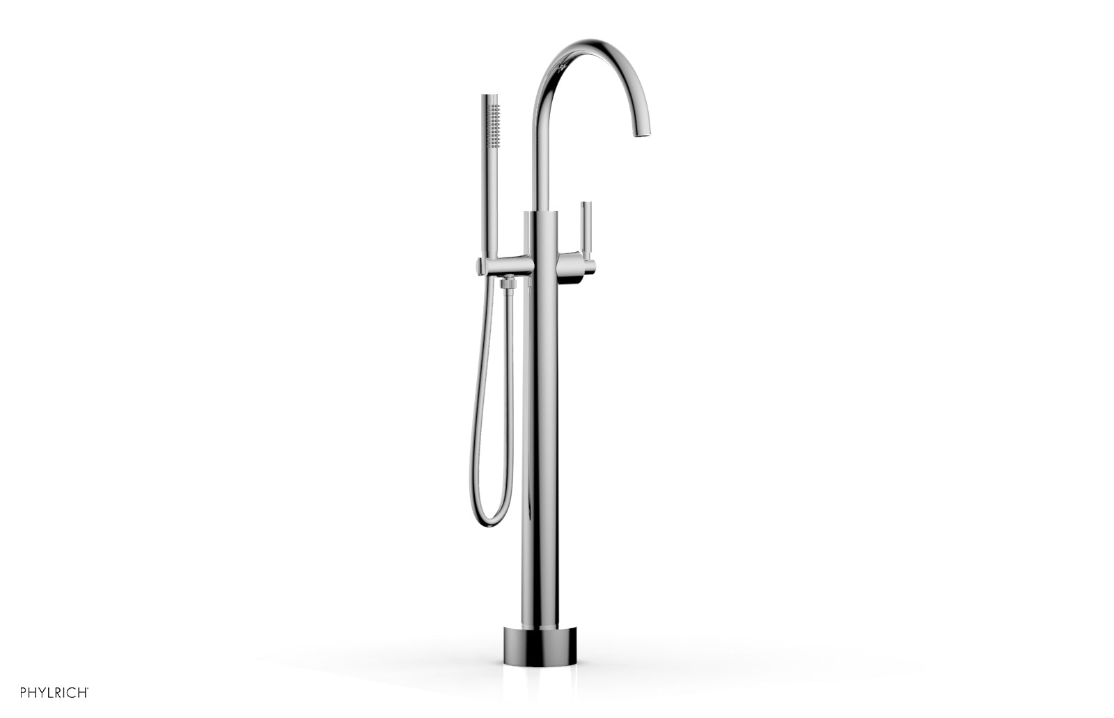 BASIC Low Floor Mount Tub Filler - Lever Handle with Hand Shower D130-44-03