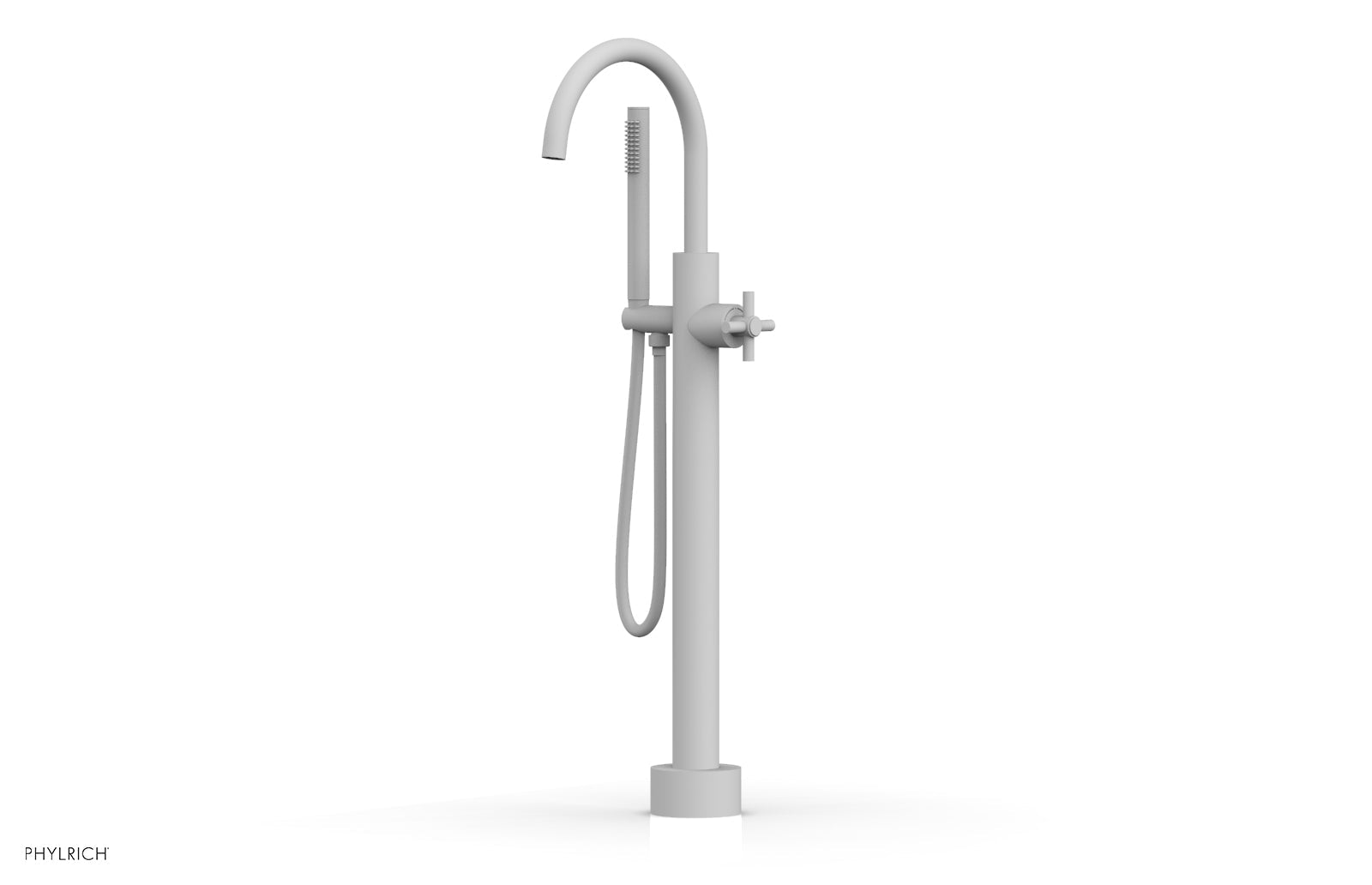 BASIC Low Floor Mount Tub Filler - Cross Handle with Hand Shower D131-44-03