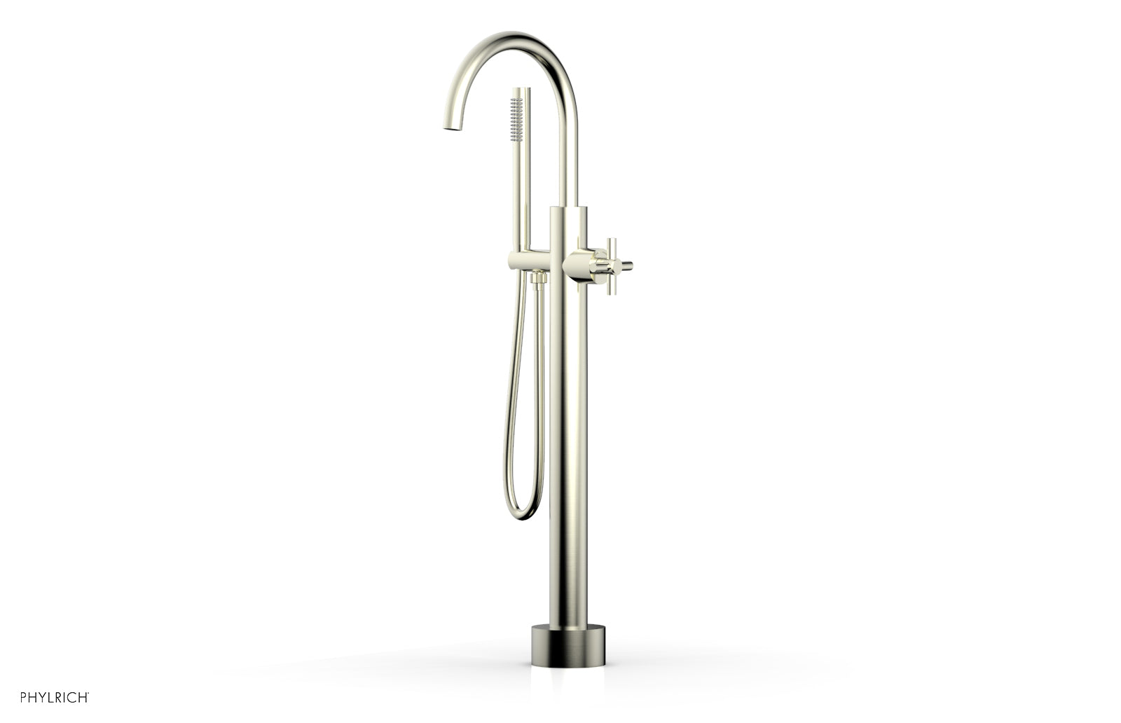 BASIC Low Floor Mount Tub Filler - Cross Handle with Hand Shower D131-44-03