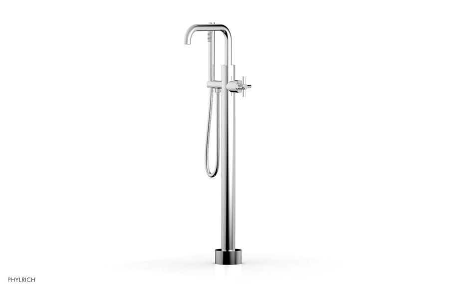 BASIC Tall Floor Mount Tub Filler - Cross Handle with Hand Shower D131-45-01