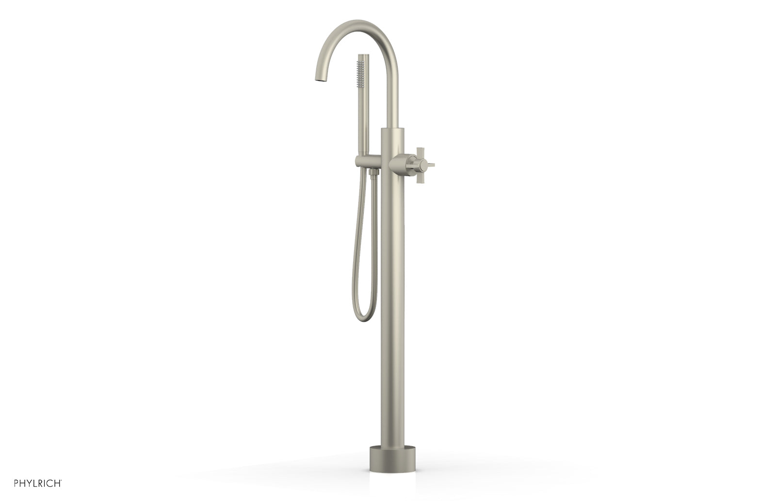 BASIC Tall Floor Mount Tub Filler - Cross Handle with Hand Shower D132-44-01