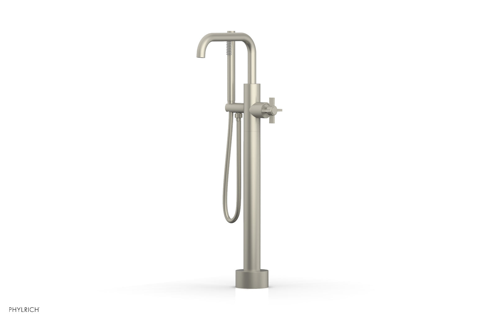 BASIC Low Floor Mount Tub Filler - Cross Handle with Hand Shower D132-45-03
