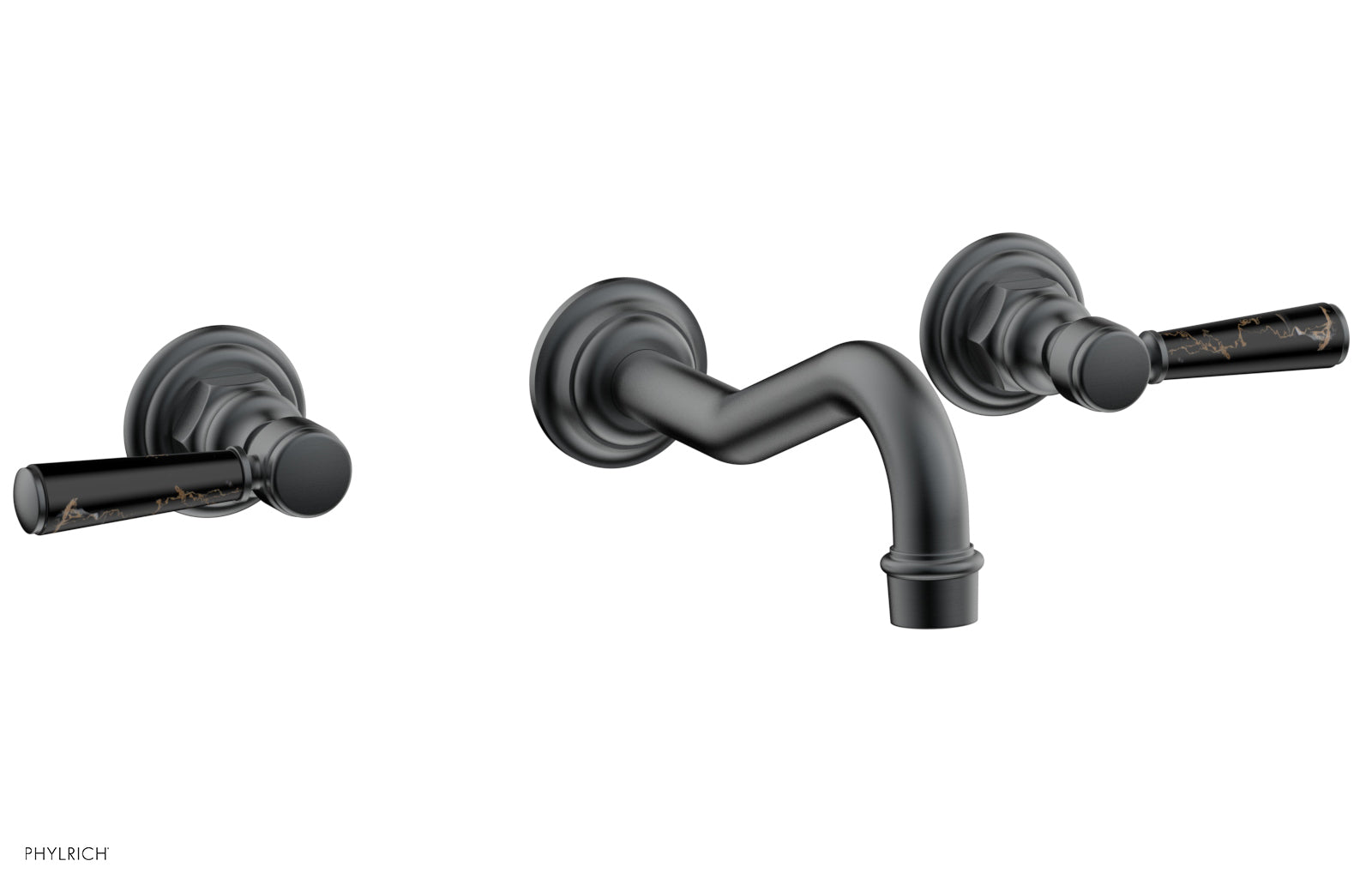 HENRI Wall Lavatory Set - Black Marble Lever Handles 161-13