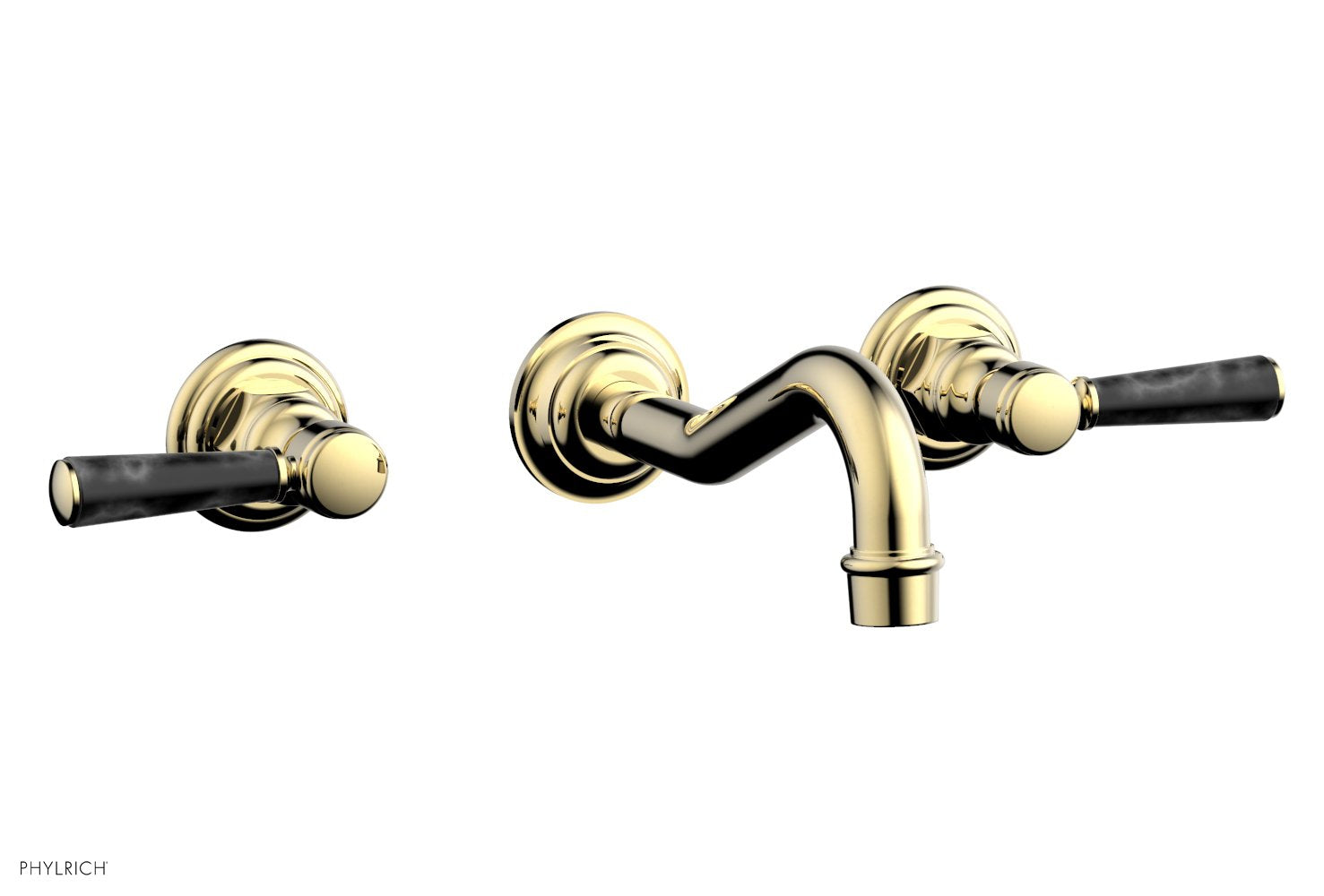 HENRI Wall Lavatory Set - Black Marble Lever Handles 161-13