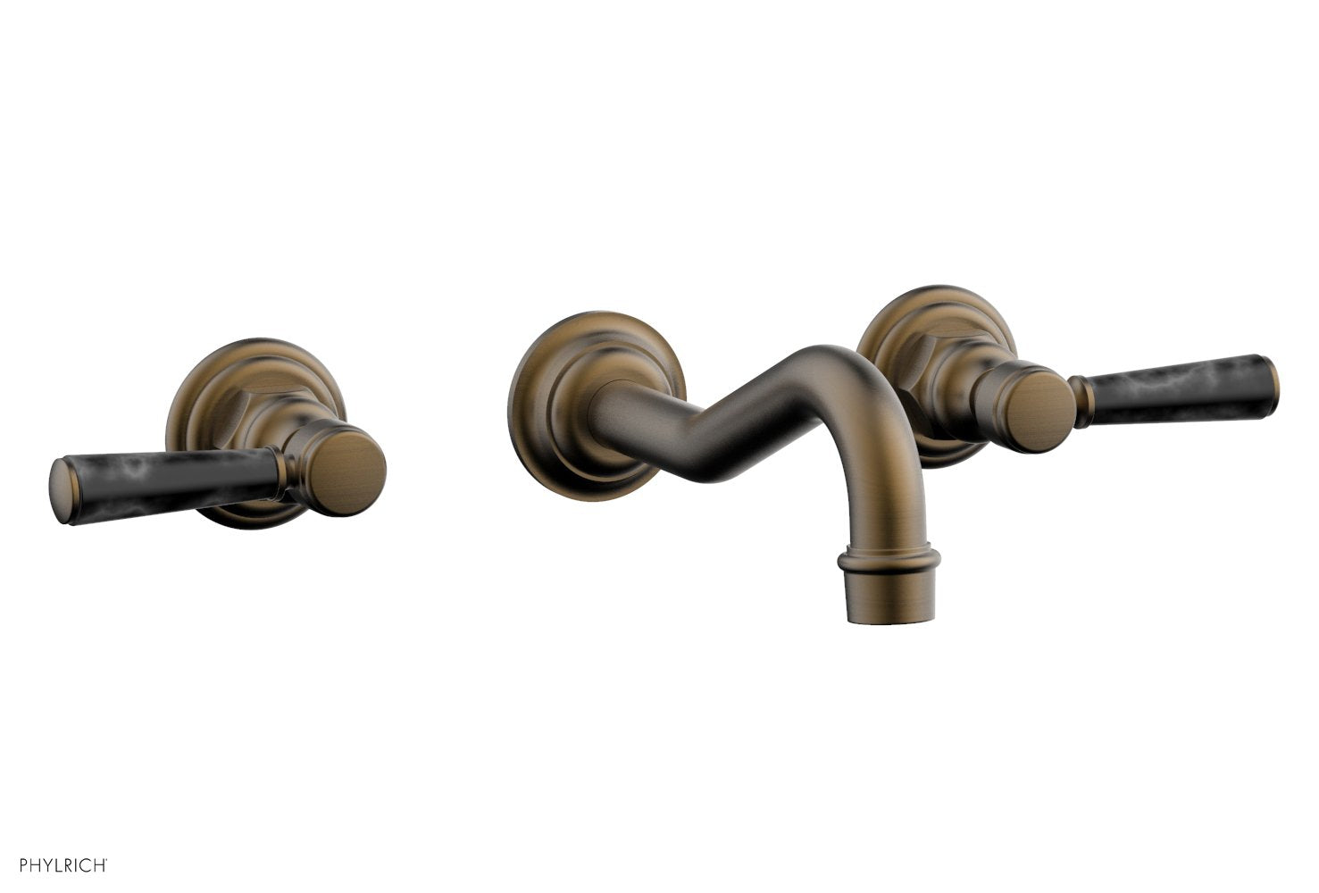 HENRI Wall Lavatory Set - Black Marble Lever Handles 161-13