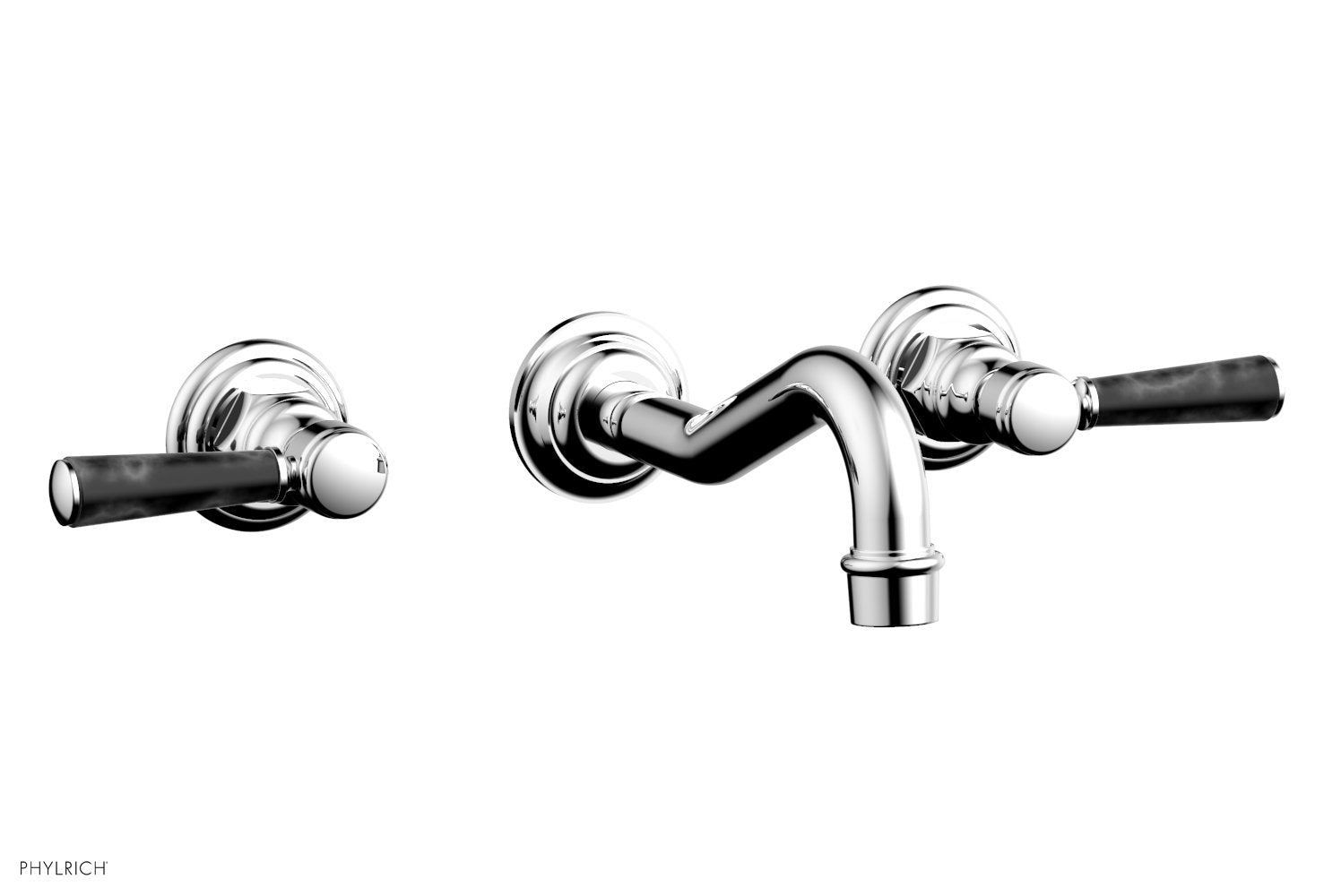 HENRI Wall Lavatory Set - Black Marble Lever Handles 161-13