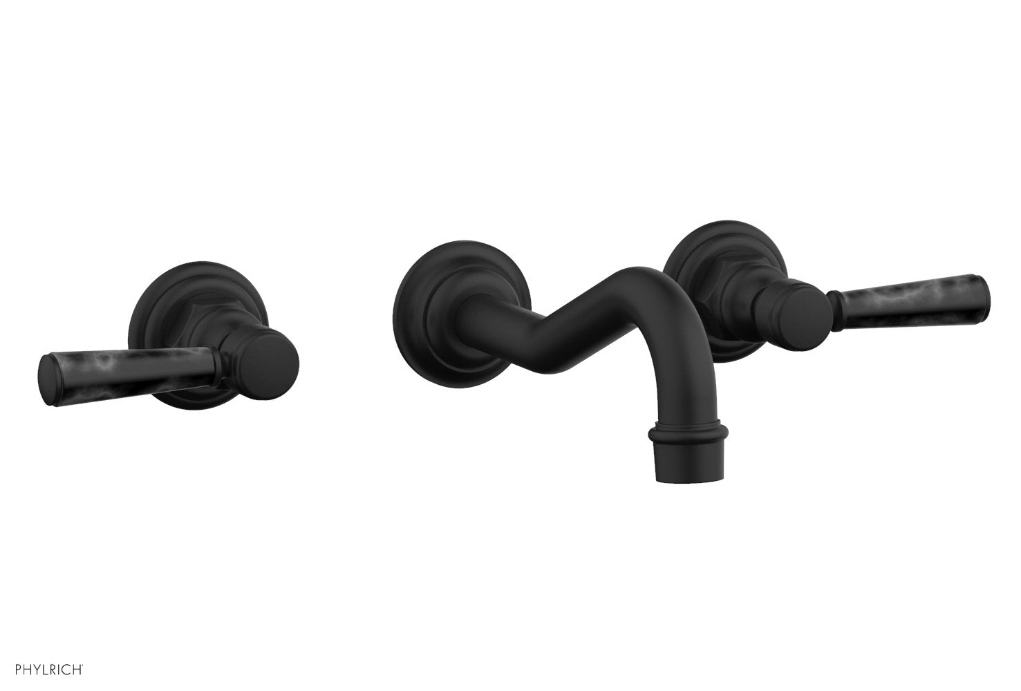 HENRI Wall Lavatory Set - Black Marble Lever Handles 161-13