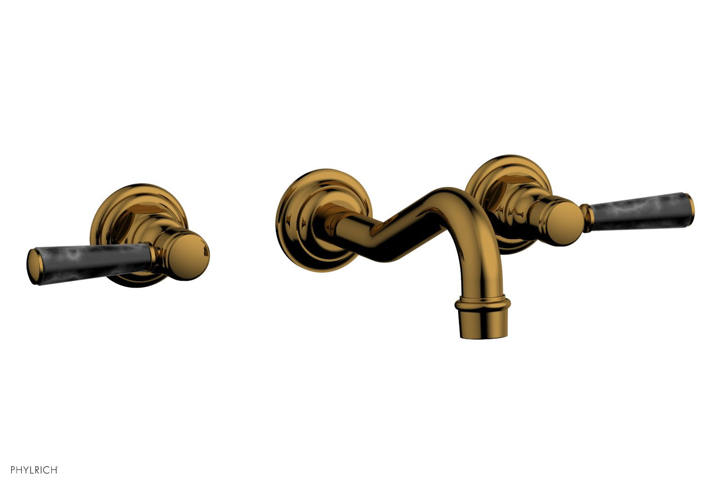 HENRI Wall Lavatory Set - Black Marble Lever Handles 161-13