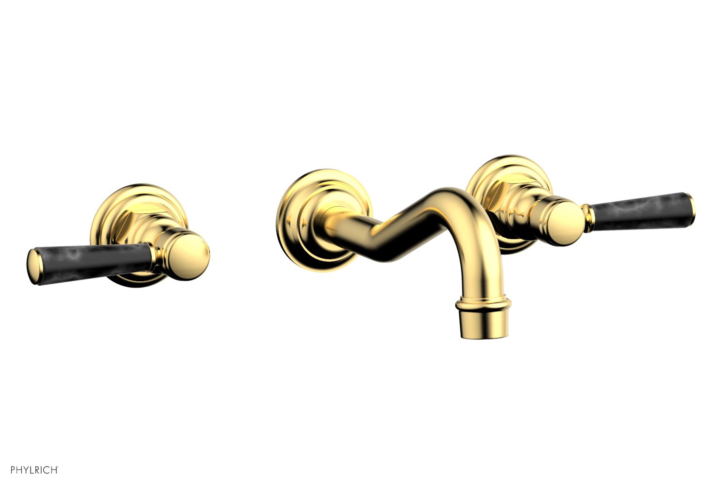 373 JR  HENRI Wall Lavatory Set - Black Marble Lever Handles 161-13