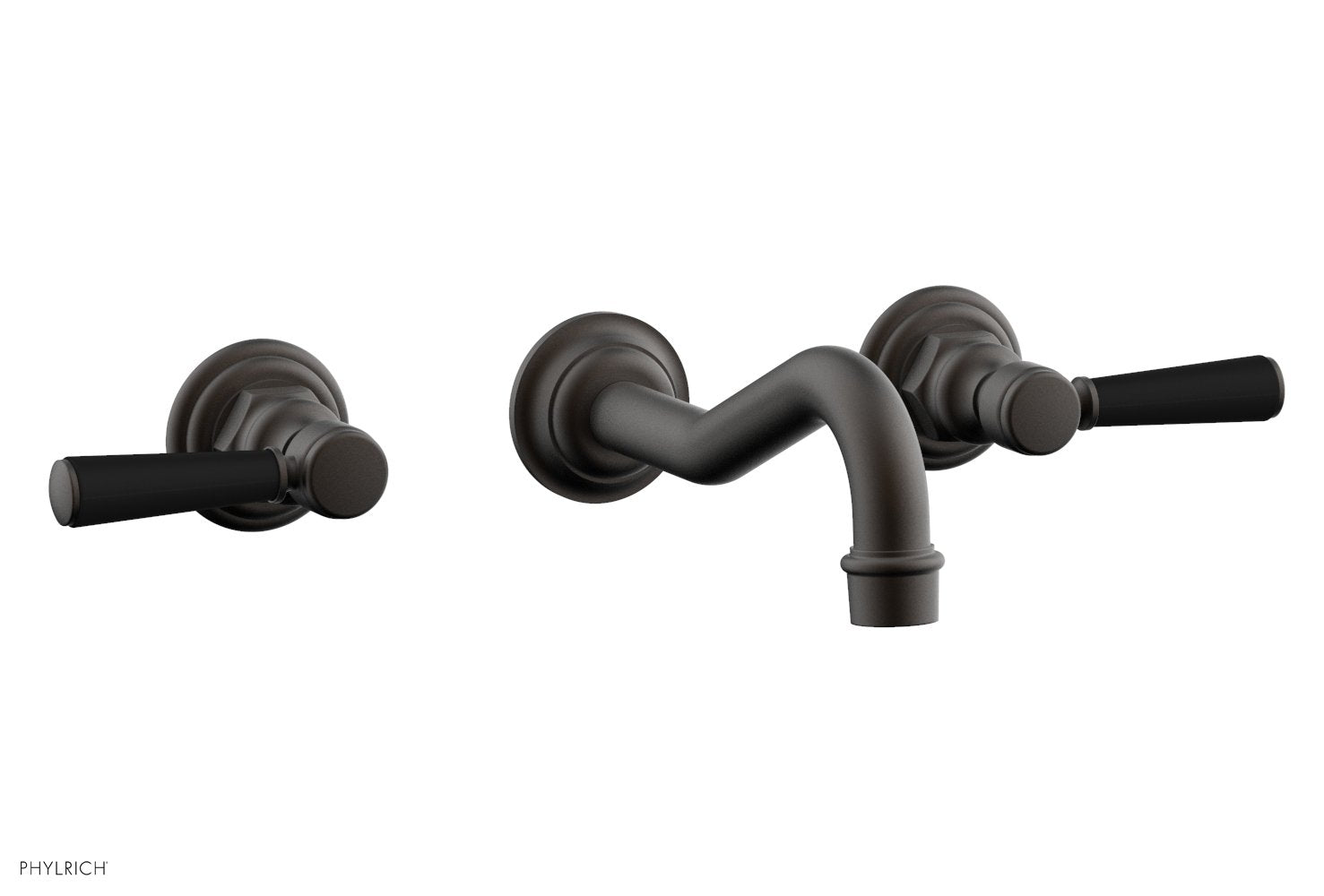 HENRI Wall Lavatory Set - Satin Black Lever Handles 161-12