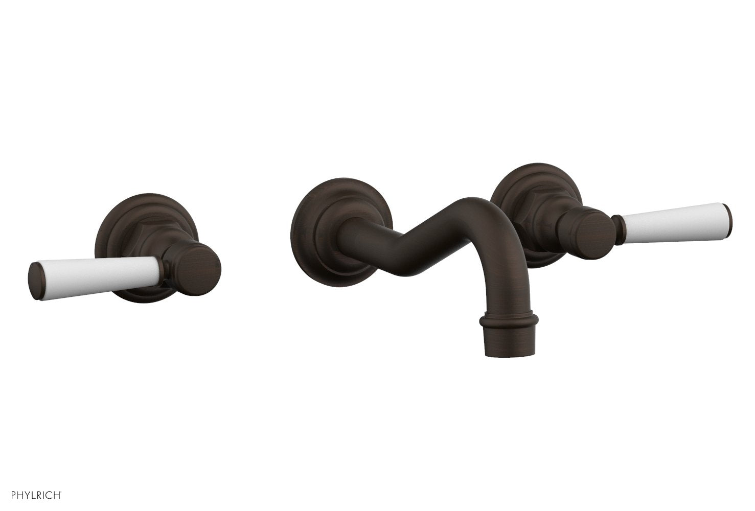 HENRI Wall Lavatory Set - Satin White Lever Handles 161-12