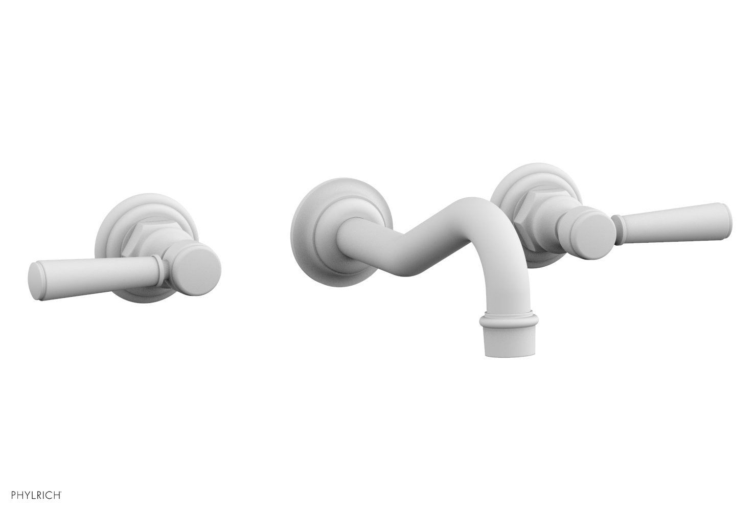 HENRI Wall Lavatory Set - Satin White Lever Handles 161-12