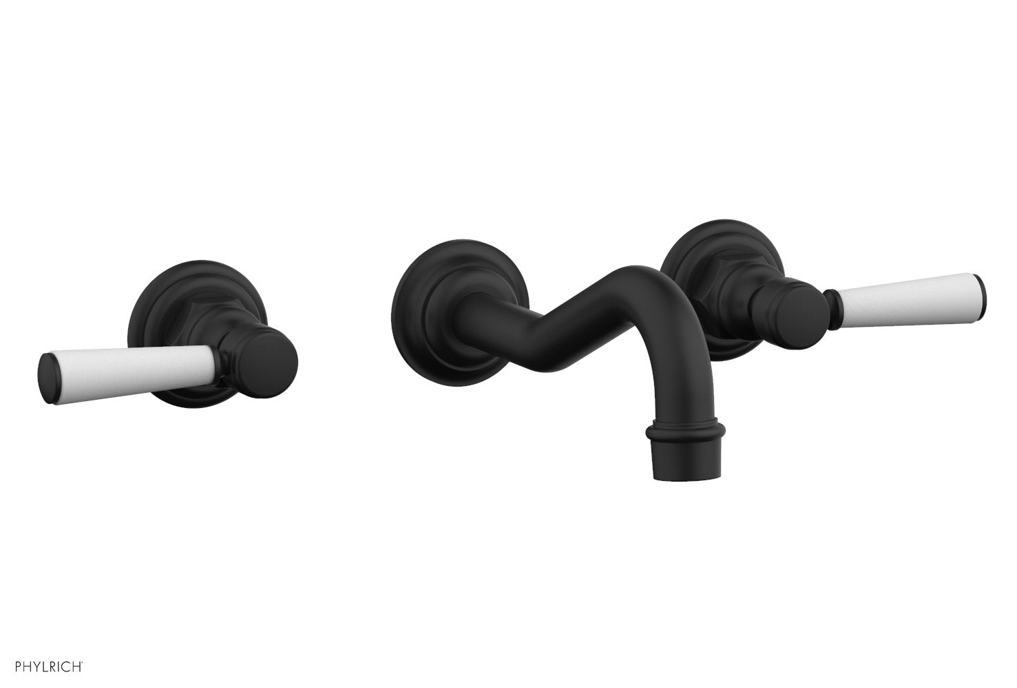 HENRI Wall Lavatory Set - Satin White Lever Handles 161-12