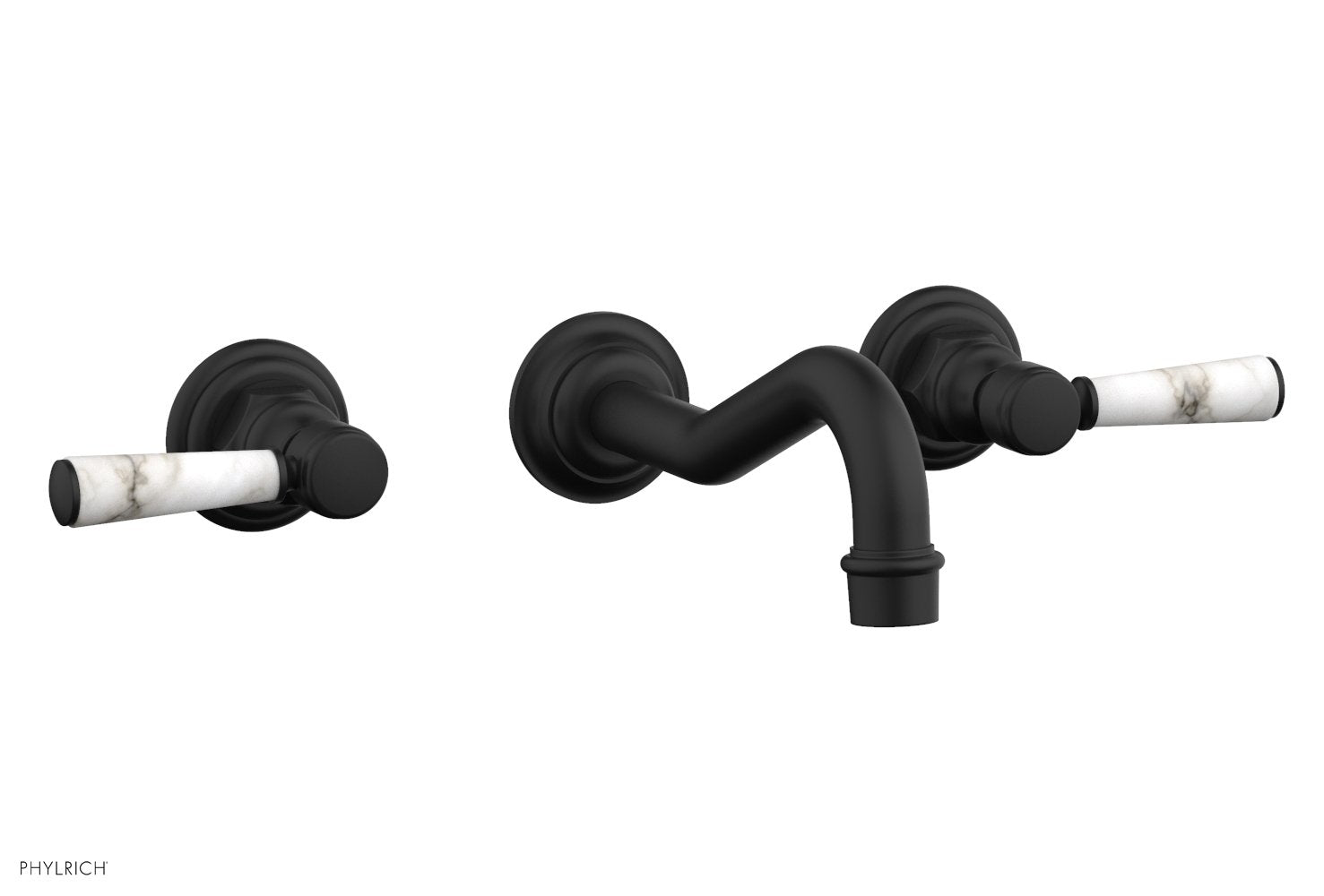 HENRI Wall Lavatory Set - White Marble Lever Handles 161-13