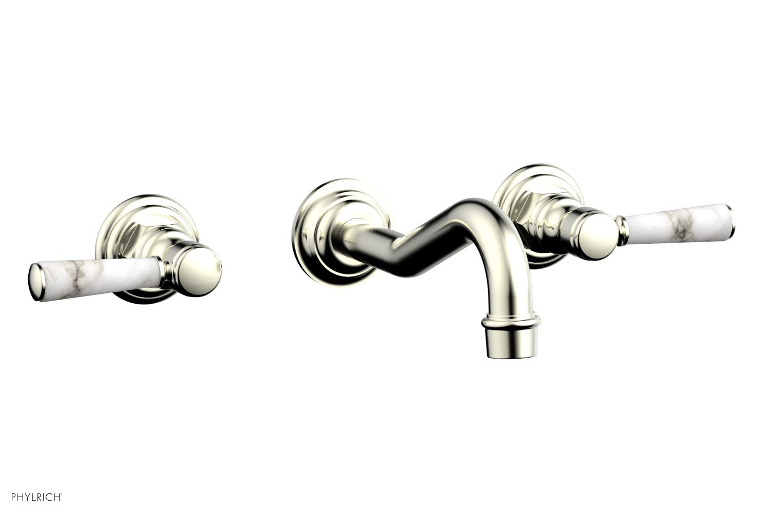 HENRI Wall Lavatory Set - White Marble Lever Handles 161-13