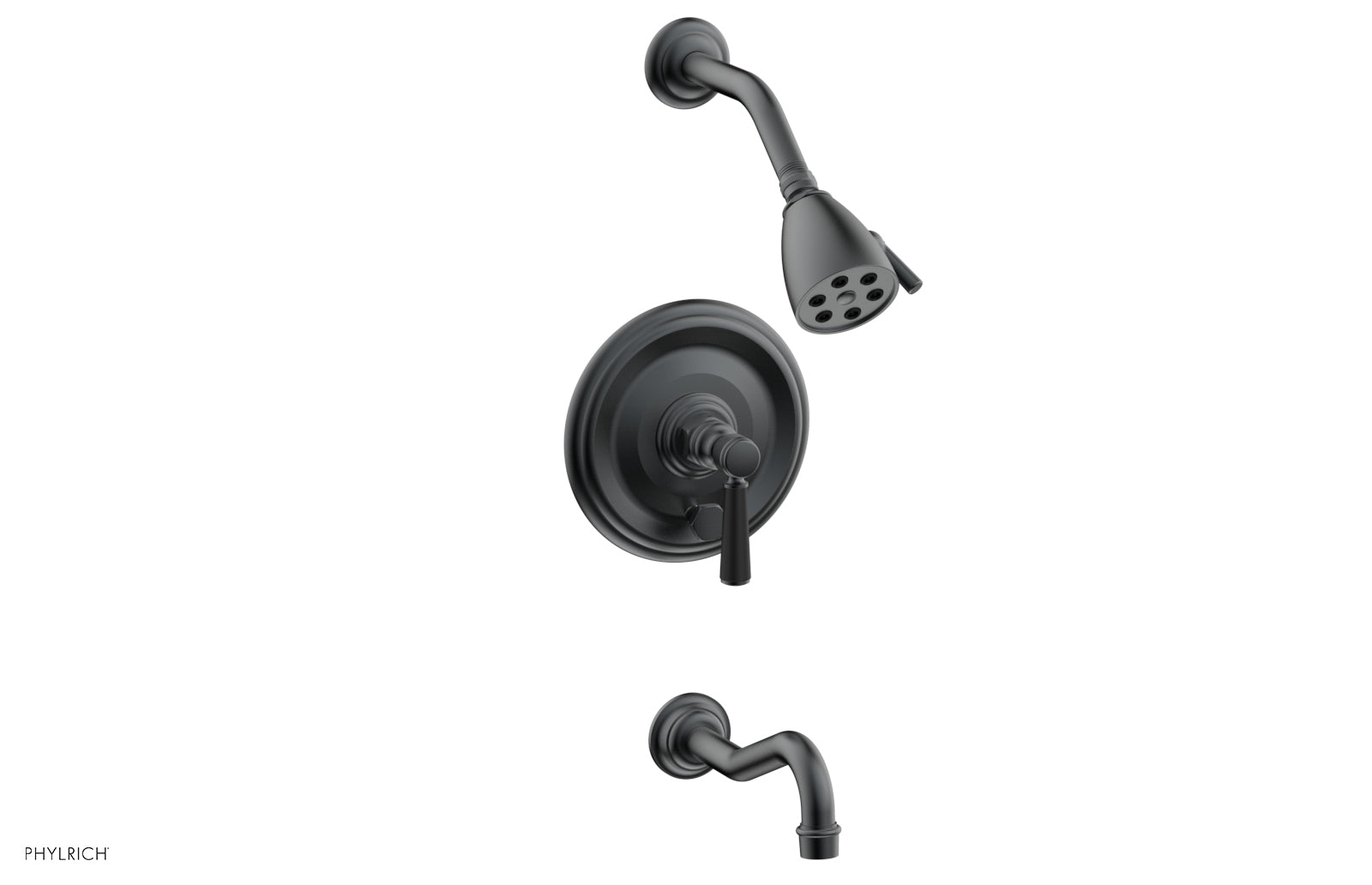 HENRI Pressure Balance Tub and Shower Set - Satin Black Lever Handle 161-27