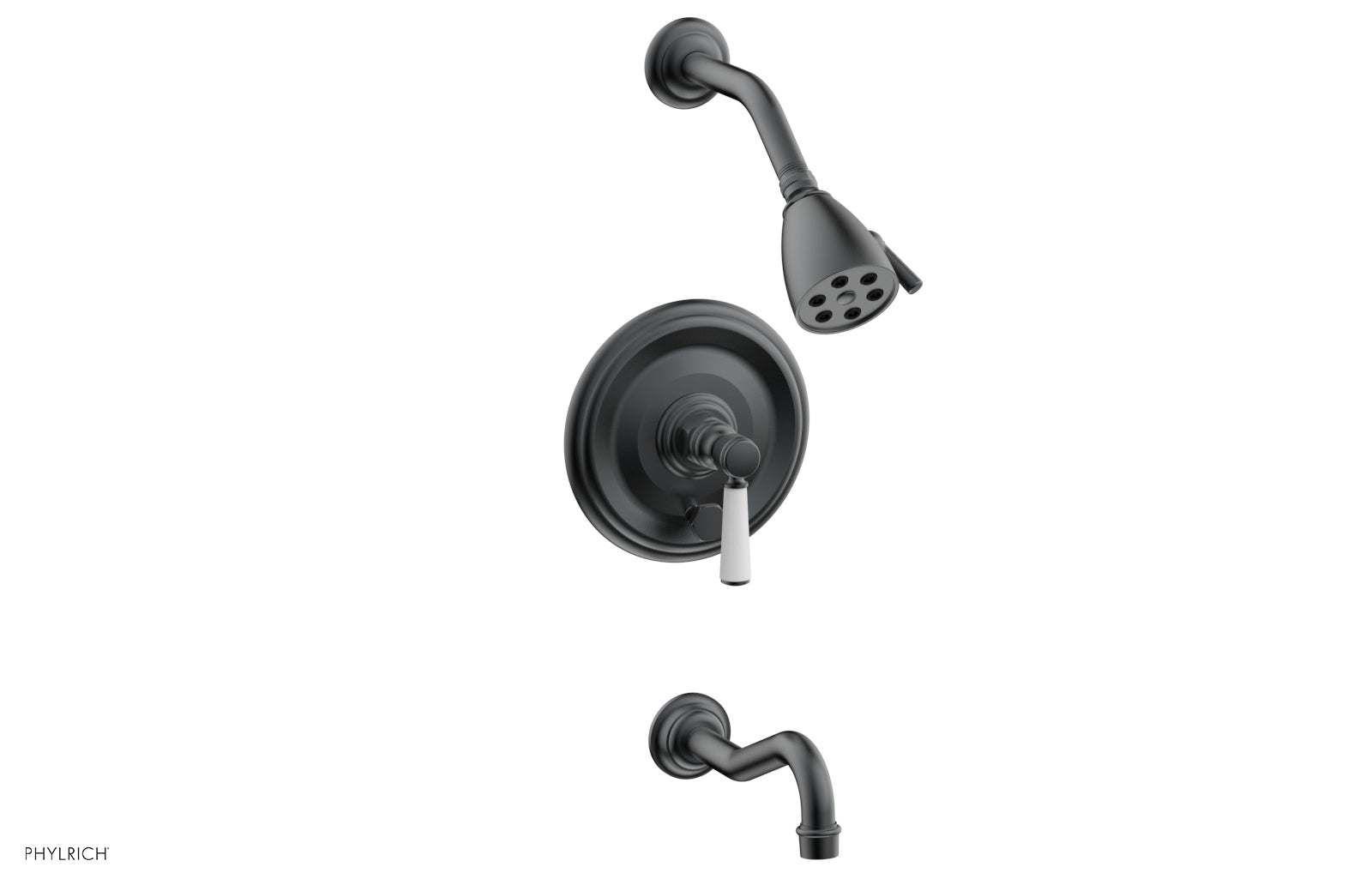 HENRI Pressure Balance Tub and Shower Set - Satin White Lever Handle 161-27