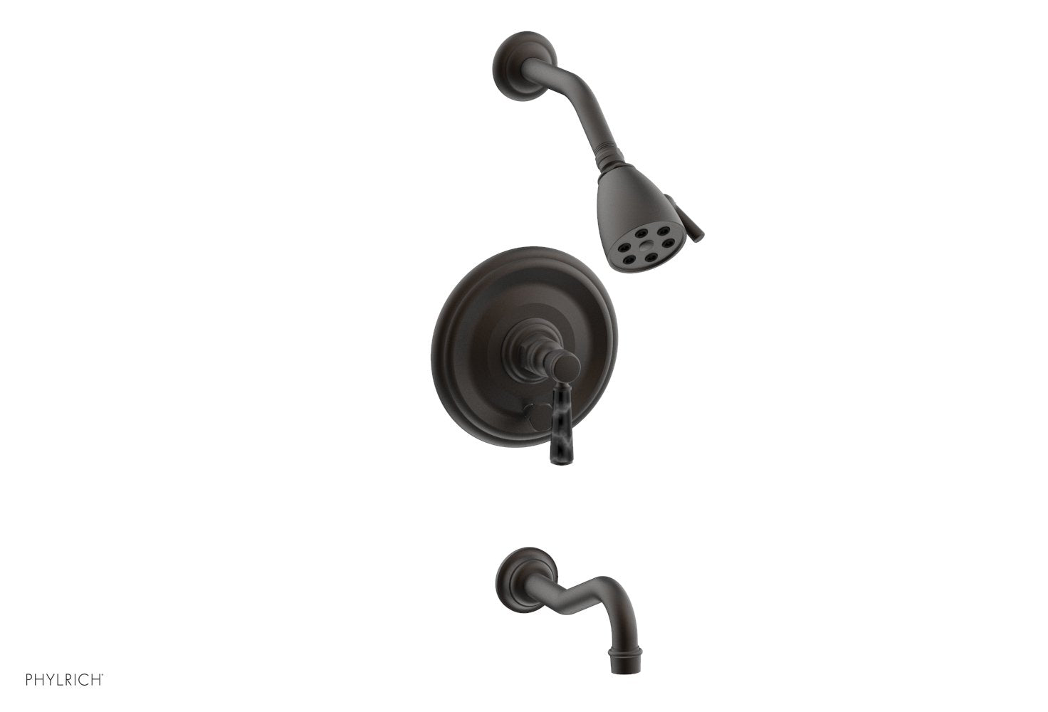 HENRI Pressure Balance Tub and Shower Set - Black Marble Lever Handle 161-28