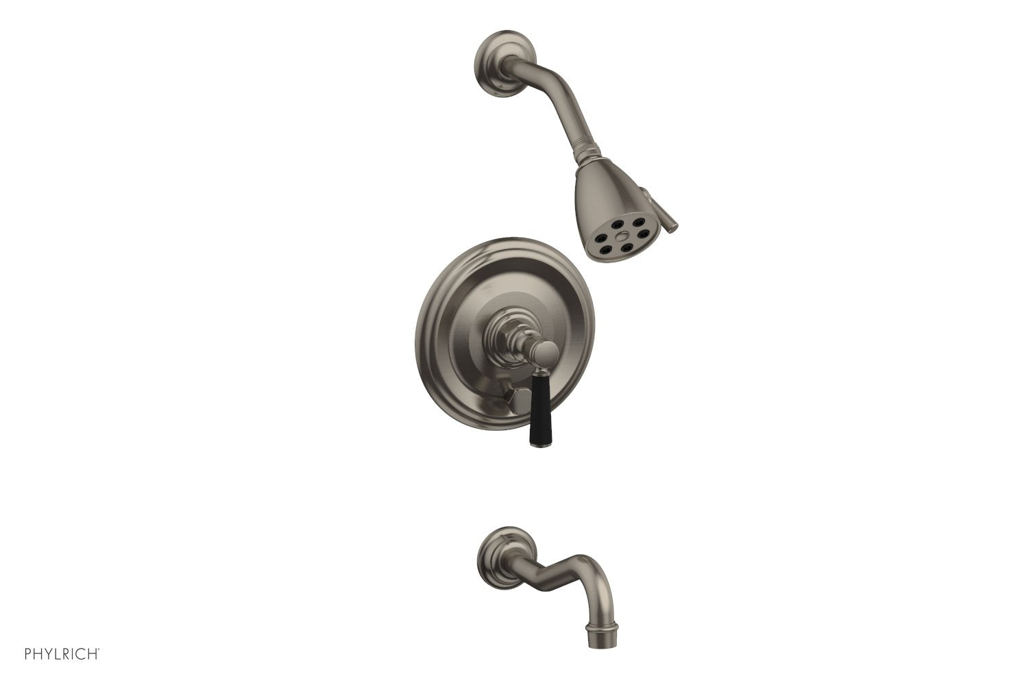 HENRI Pressure Balance Tub and Shower Set - Satin Black Lever Handle 161-27