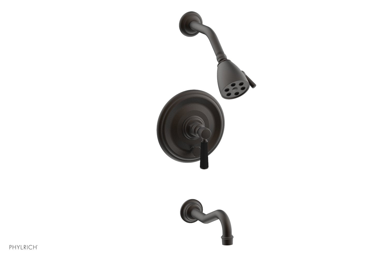 HENRI Pressure Balance Tub and Shower Set - Satin Black Lever Handle 161-27