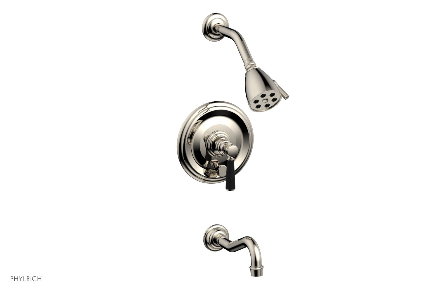 HENRI Pressure Balance Tub and Shower Set - Satin Black Lever Handle 161-27