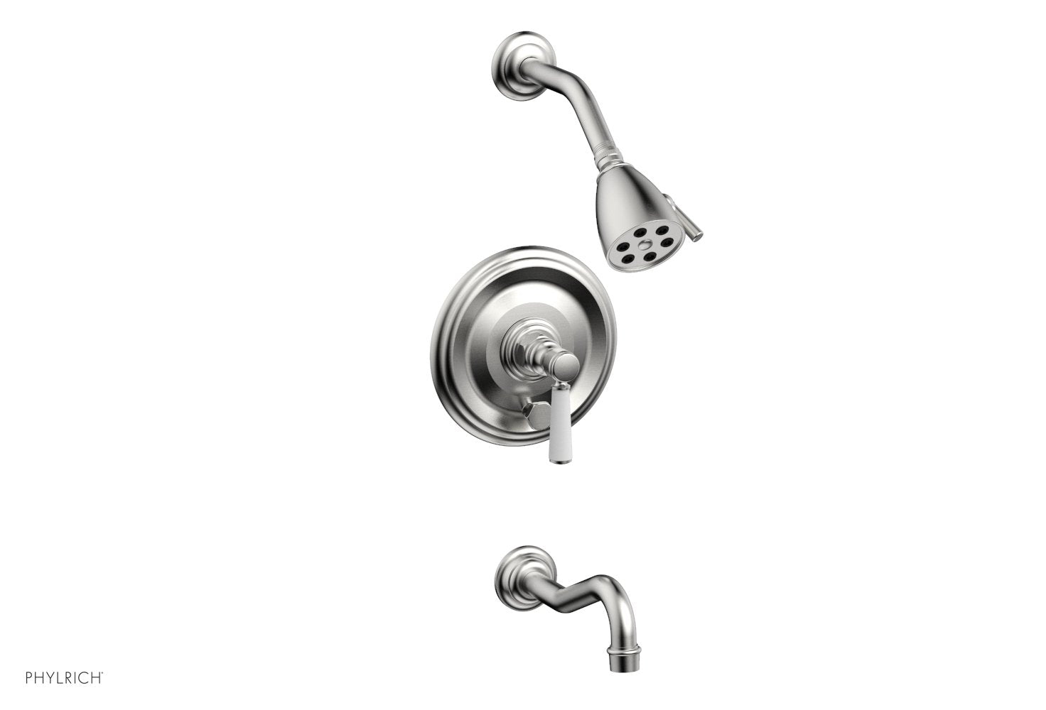 HENRI Pressure Balance Tub and Shower Set - Satin White Lever Handle 161-27
