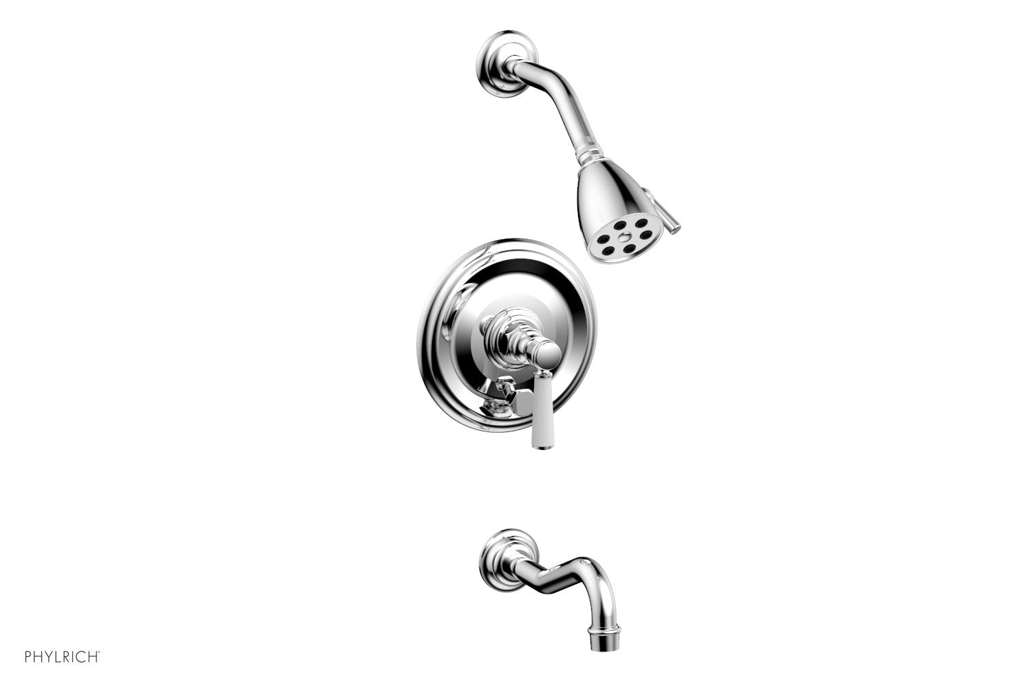 HENRI Pressure Balance Tub and Shower Set - Satin White Lever Handle 161-27