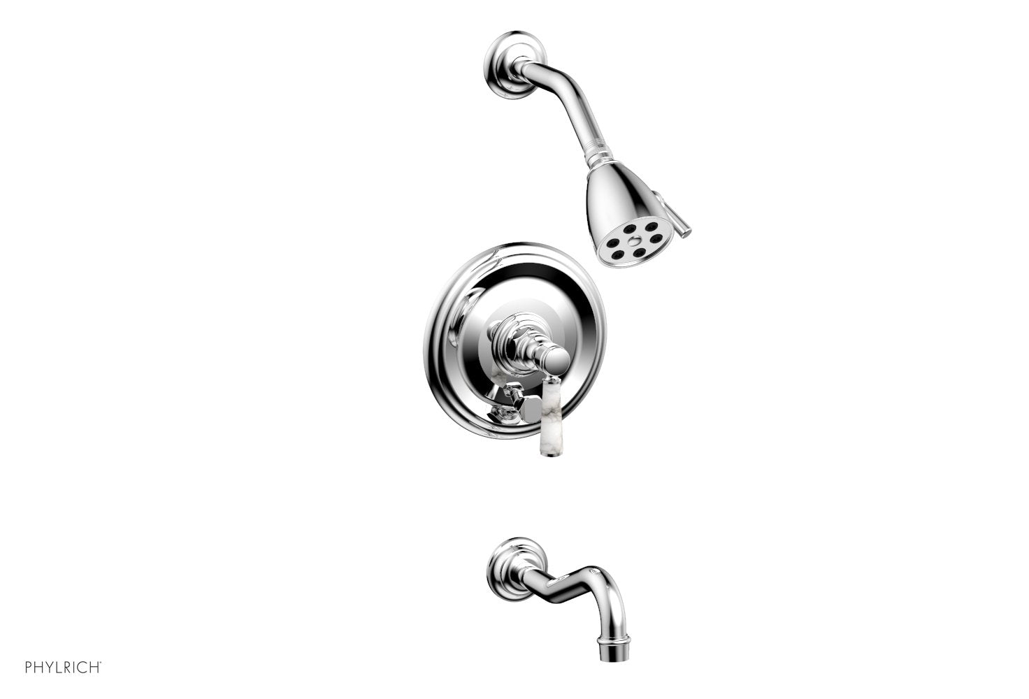 HENRI Pressure Balance Tub and Shower Set - White Marble Lever Handle 161-28