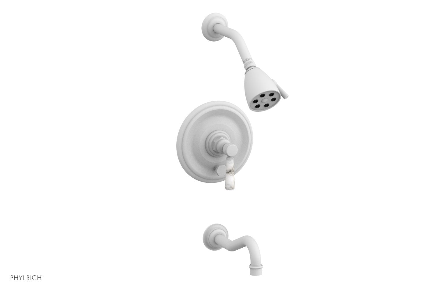 HENRI Pressure Balance Tub and Shower Set - White Marble Lever Handle 161-28