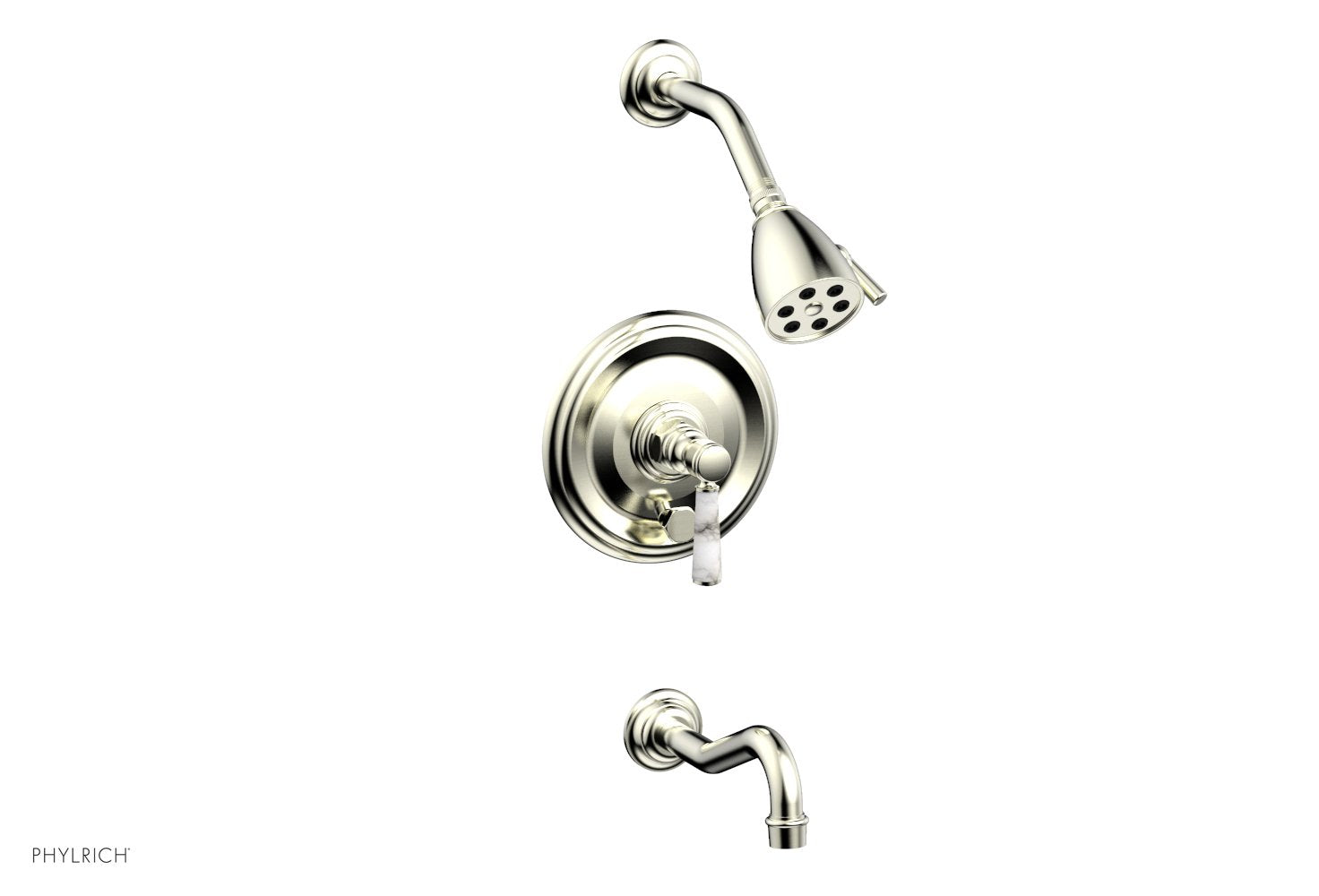 HENRI Pressure Balance Tub and Shower Set - White Marble Lever Handle 161-28