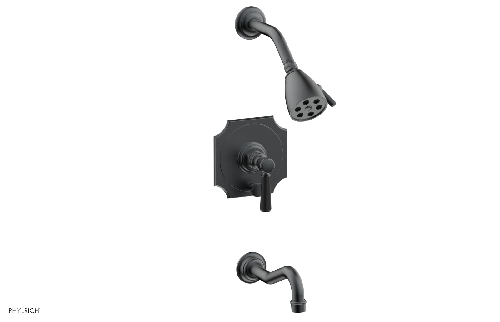 HENRI Pressure Balance Tub and Shower Set - Satin Black Lever Handle 161-30