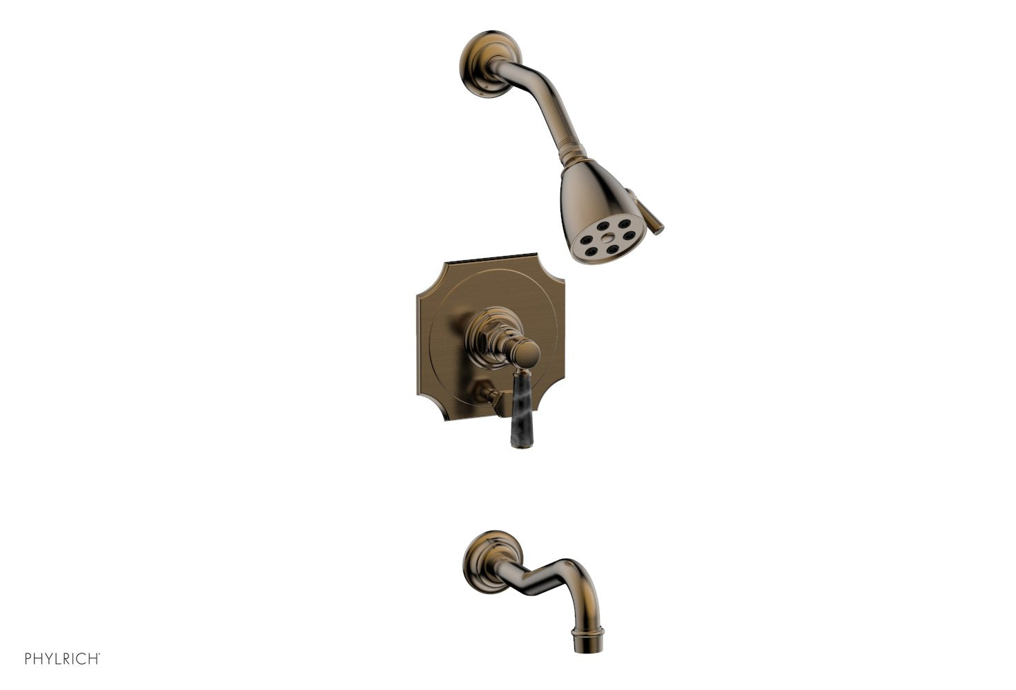 HENRI Pressure Balance Tub and Shower Set - Black Marble Lever Handle 161-31