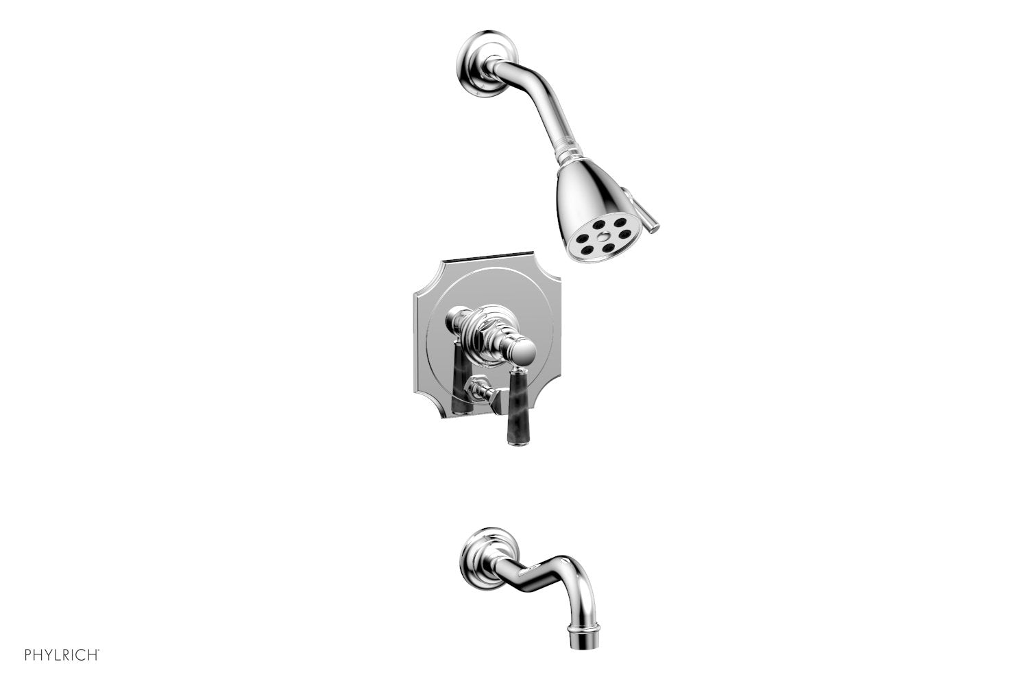 HENRI Pressure Balance Tub and Shower Set - Black Marble Lever Handle 161-31